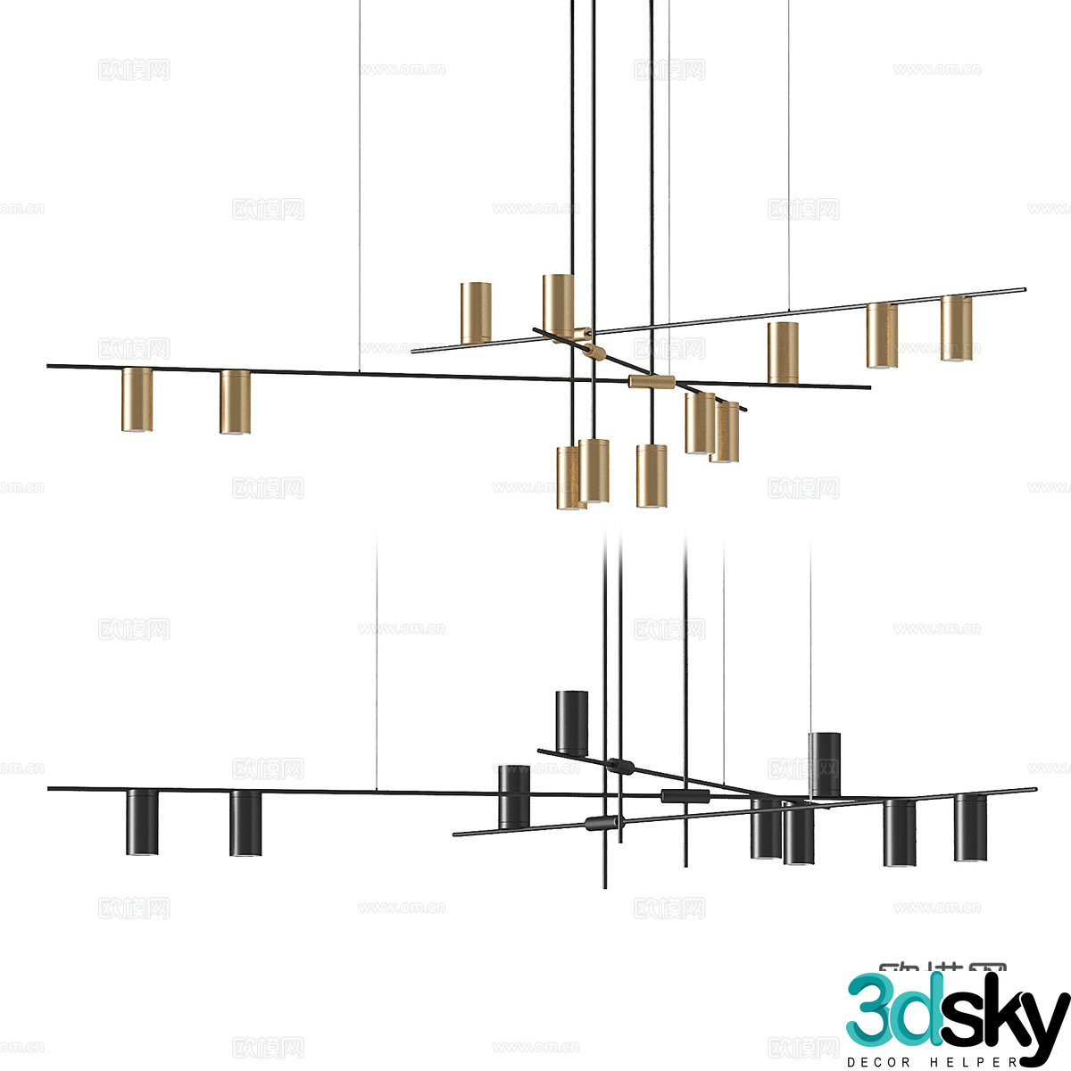 Modern light luxury minimalist decorative chandeliers 3D model