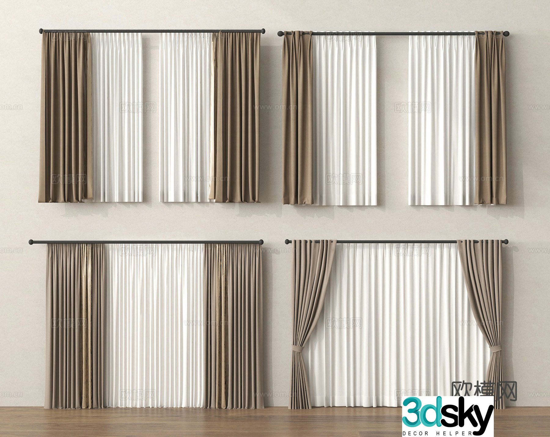 Curtains Cloth Curtains Gauze 3D Model