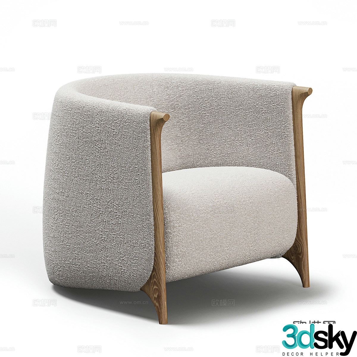 New Chinese style fabric armchair 3D model