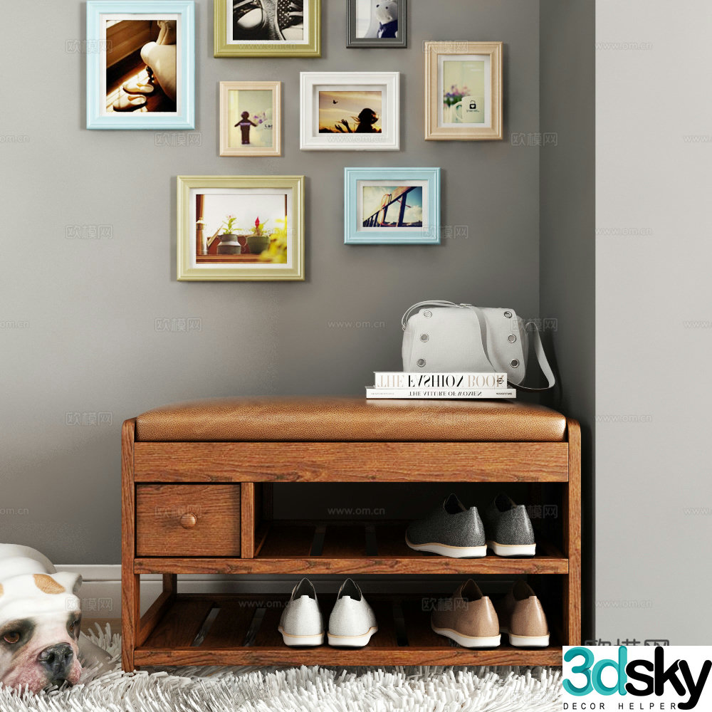 New Chinese style shoe cabinet photo frame jewelry 3d model