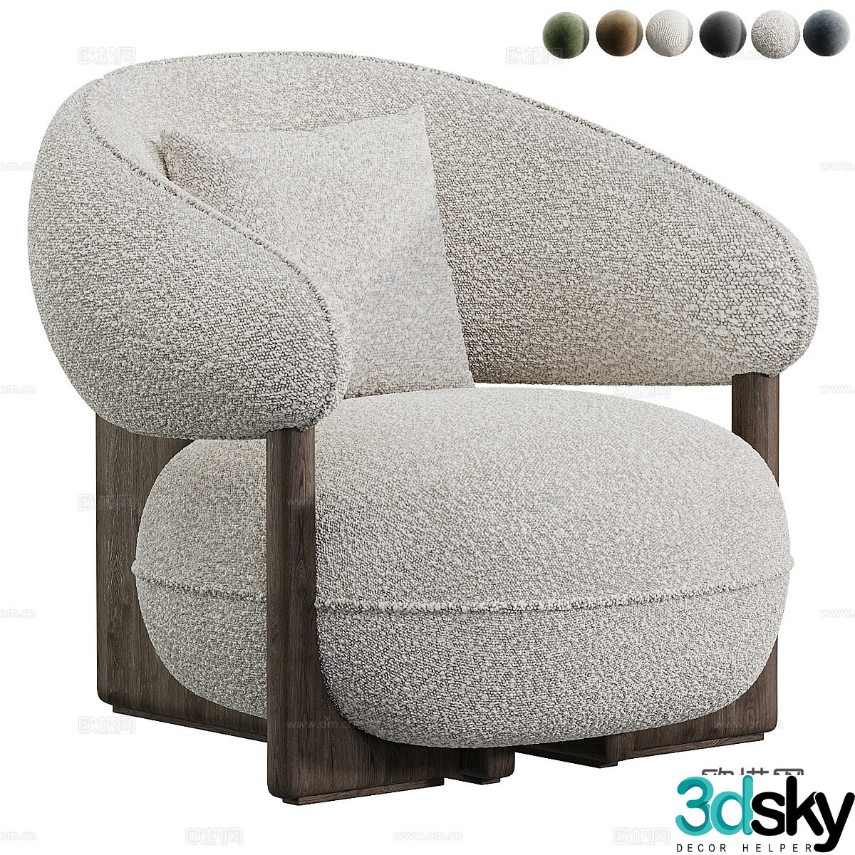 Modern Italian RUBY fabric armchair 3d model
