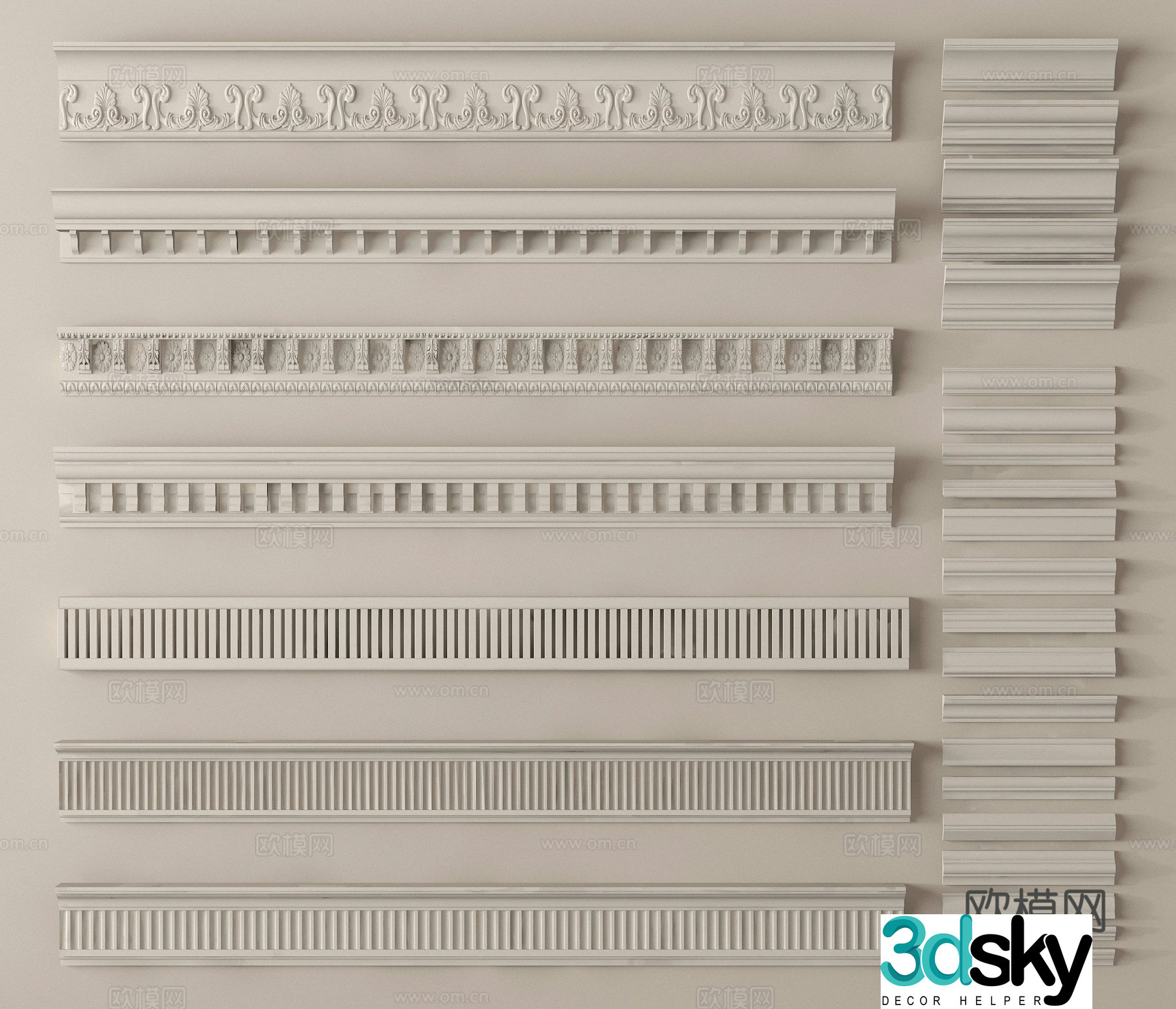 French gypsum line line ceiling corner line 3d model