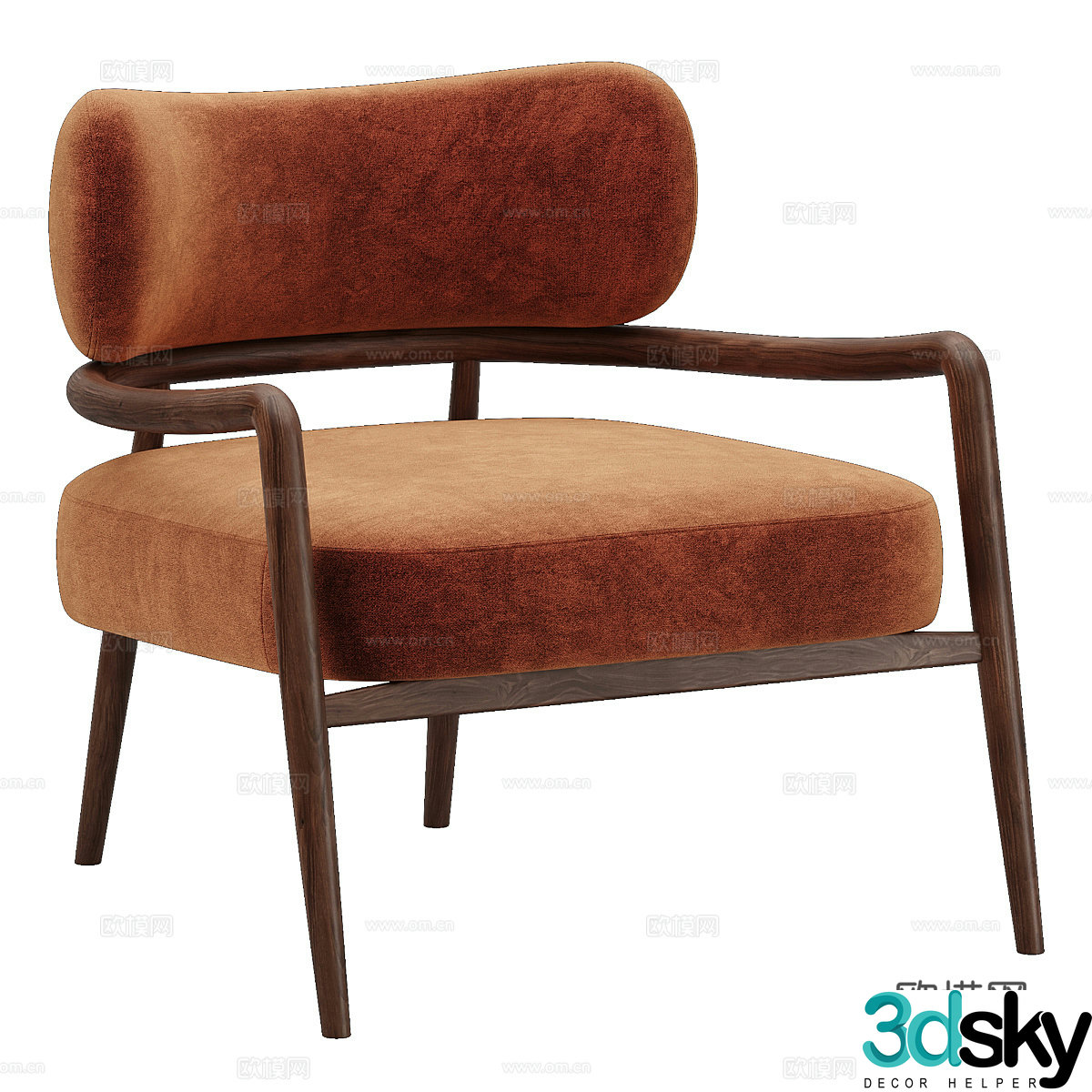 New Chinese style fabric wooden armchair 3D model