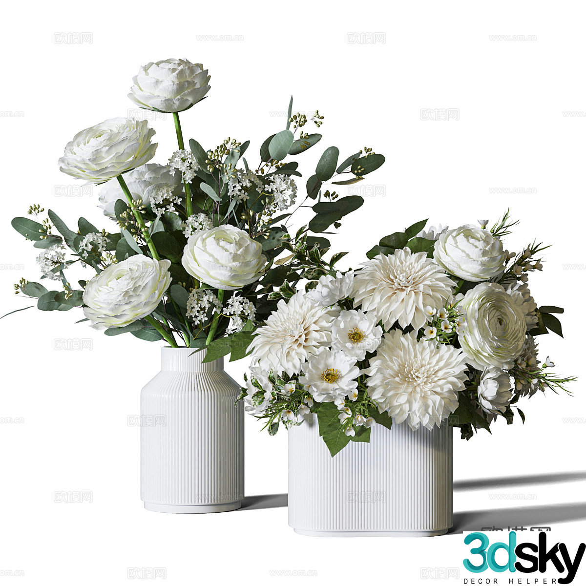 Modern Italian vase floral art 3d model