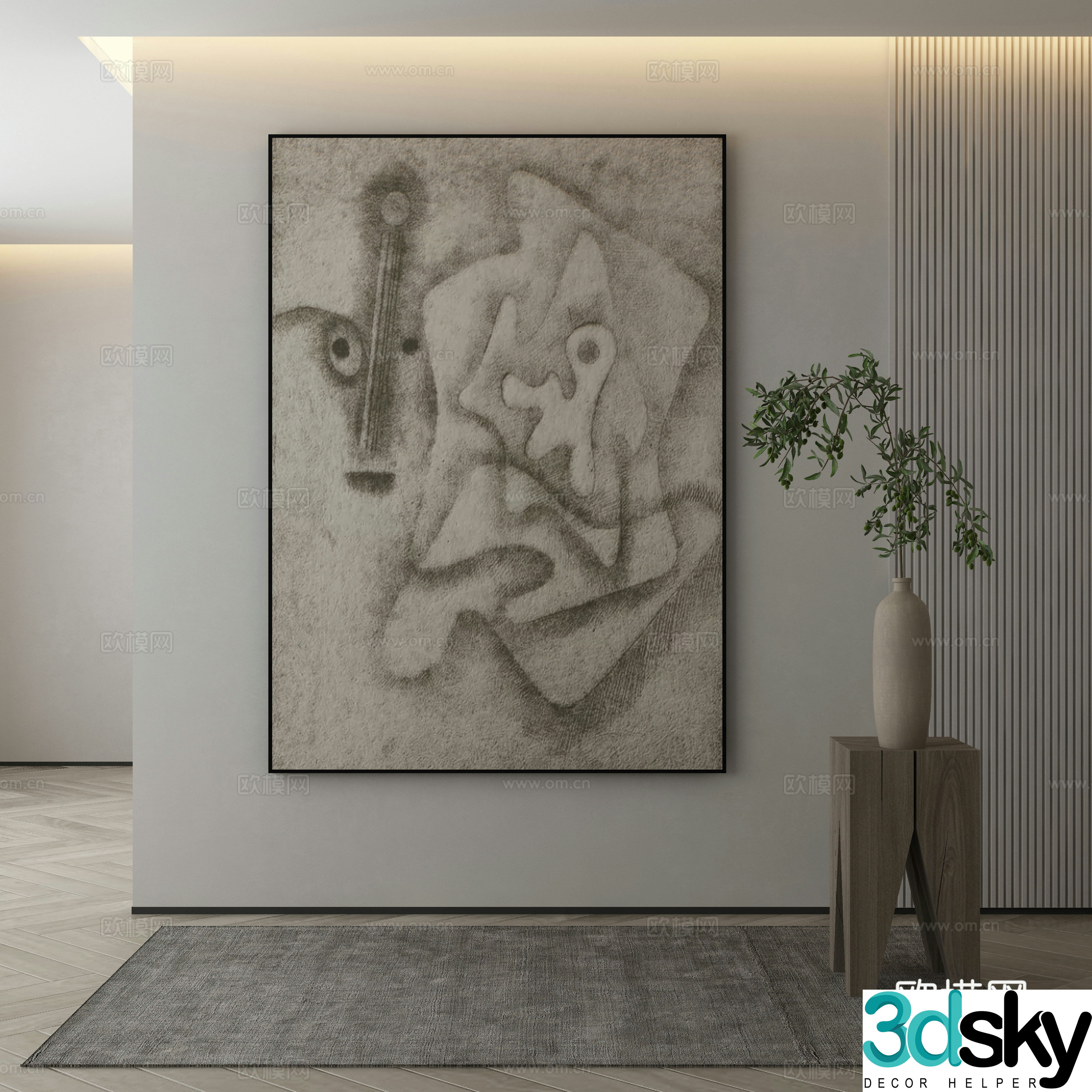 Modern Wasabi Hanging Painting Oil Painting 3D Model