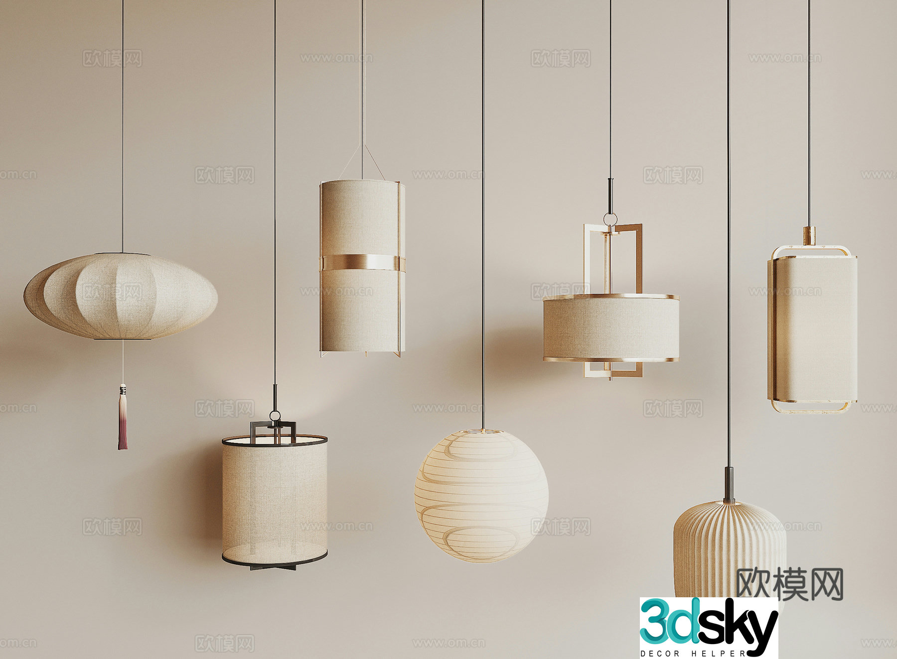 New Chinese chandelier 3D model