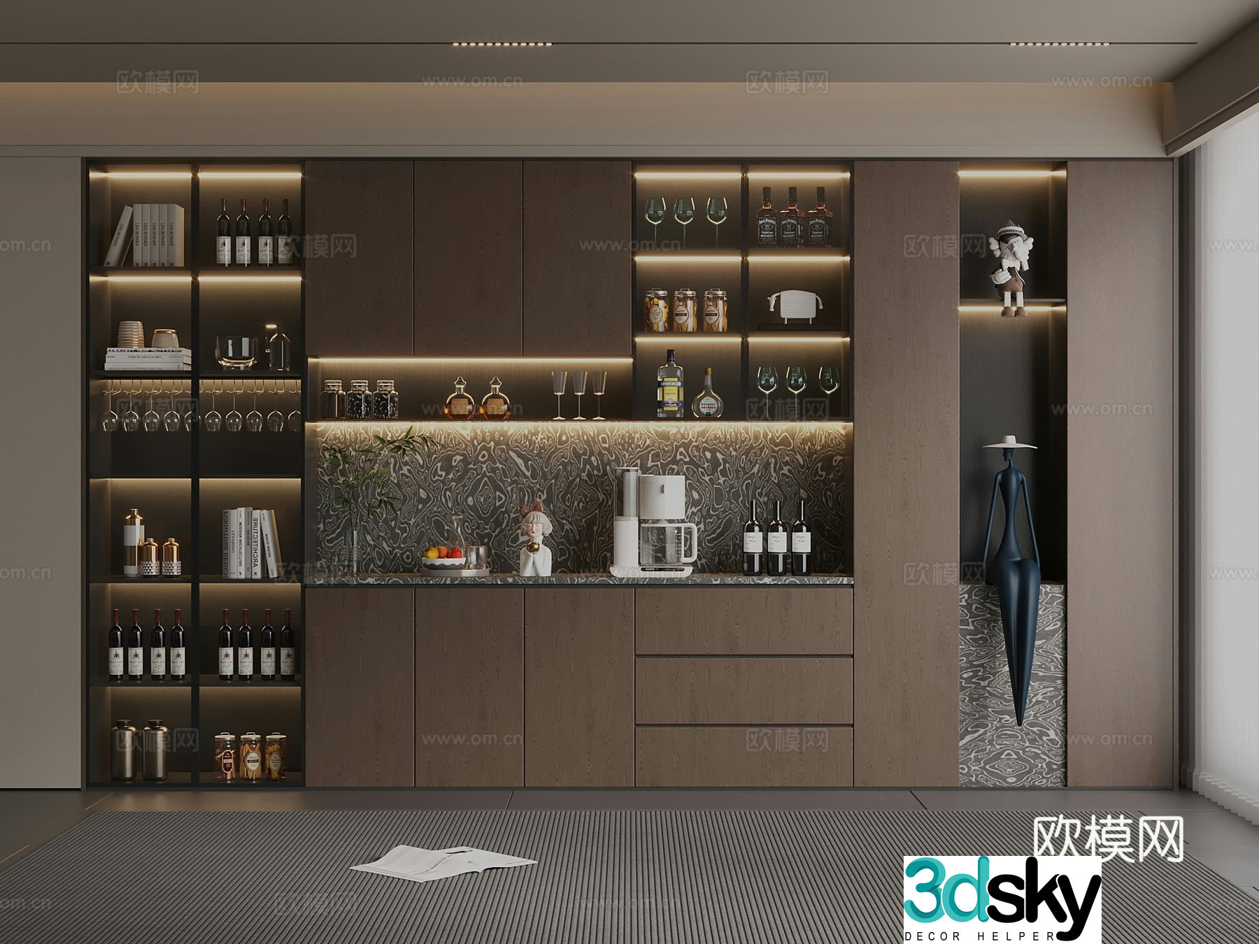 Middle style Italian wine cabinet sideboard wine cabinet shoe cabinet wine cabinet restaurant wine cabinet 3d model