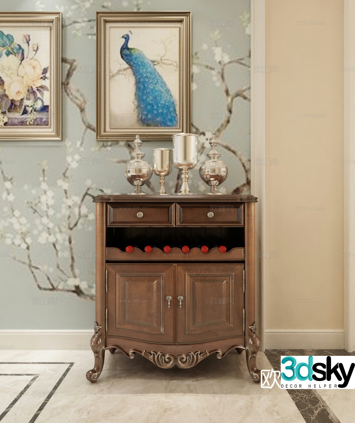 European side cabinet 3D model