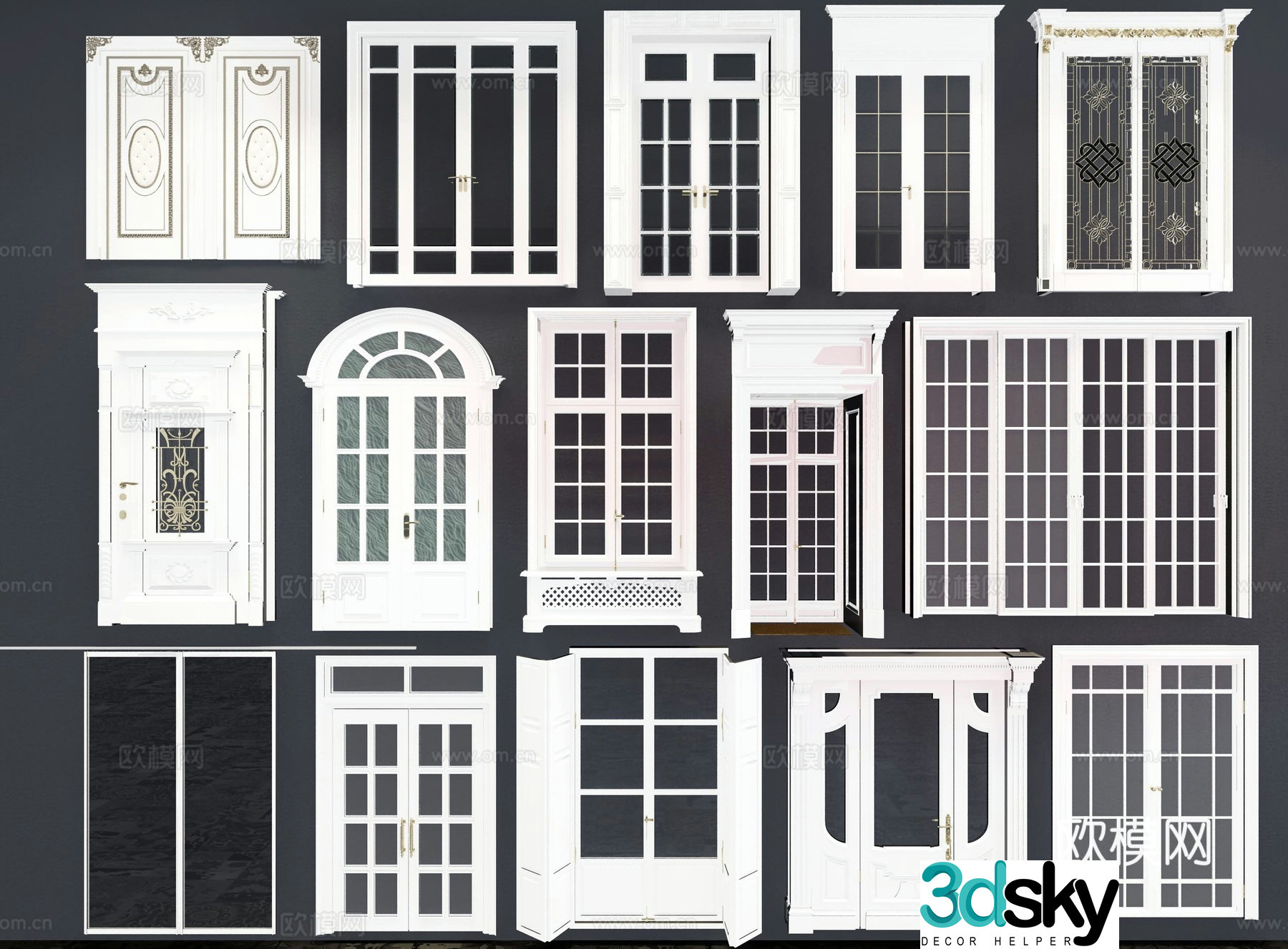 European style doors and windows 3D model