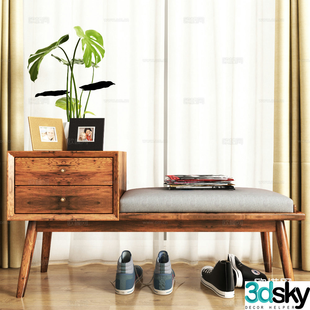 Modern shoe cabinet curtain jewelry 3d model
