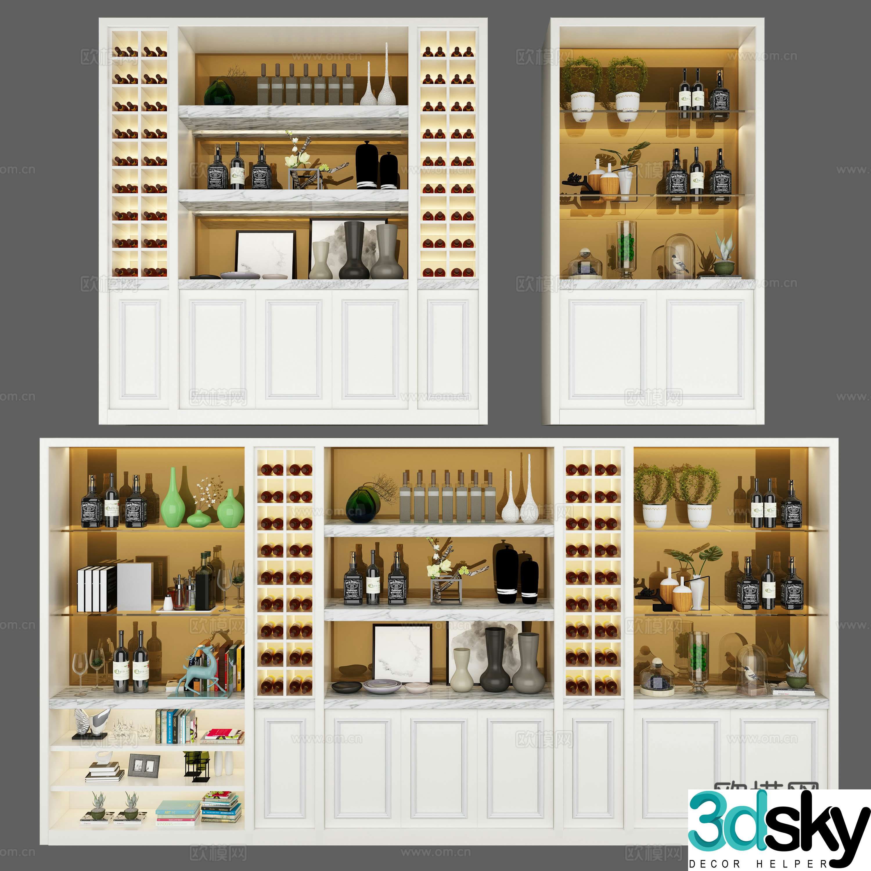 Modern wine cabinet combination 3D model