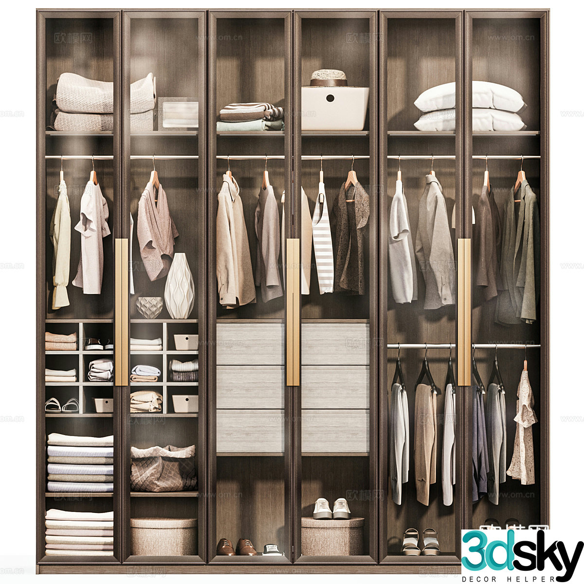 Modern Italian light luxury glass door opening wardrobe 3D model