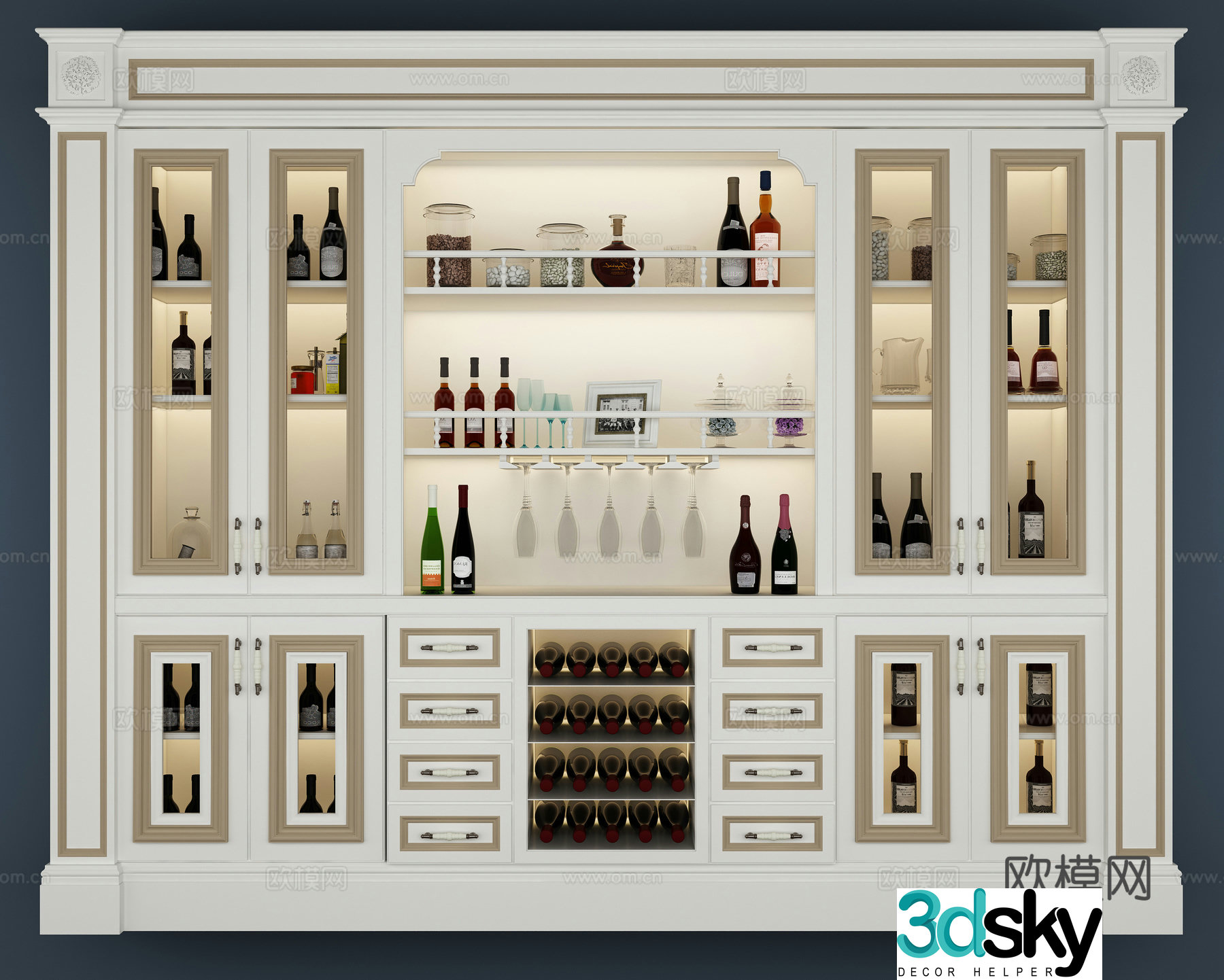 European wine cabinet 3D model