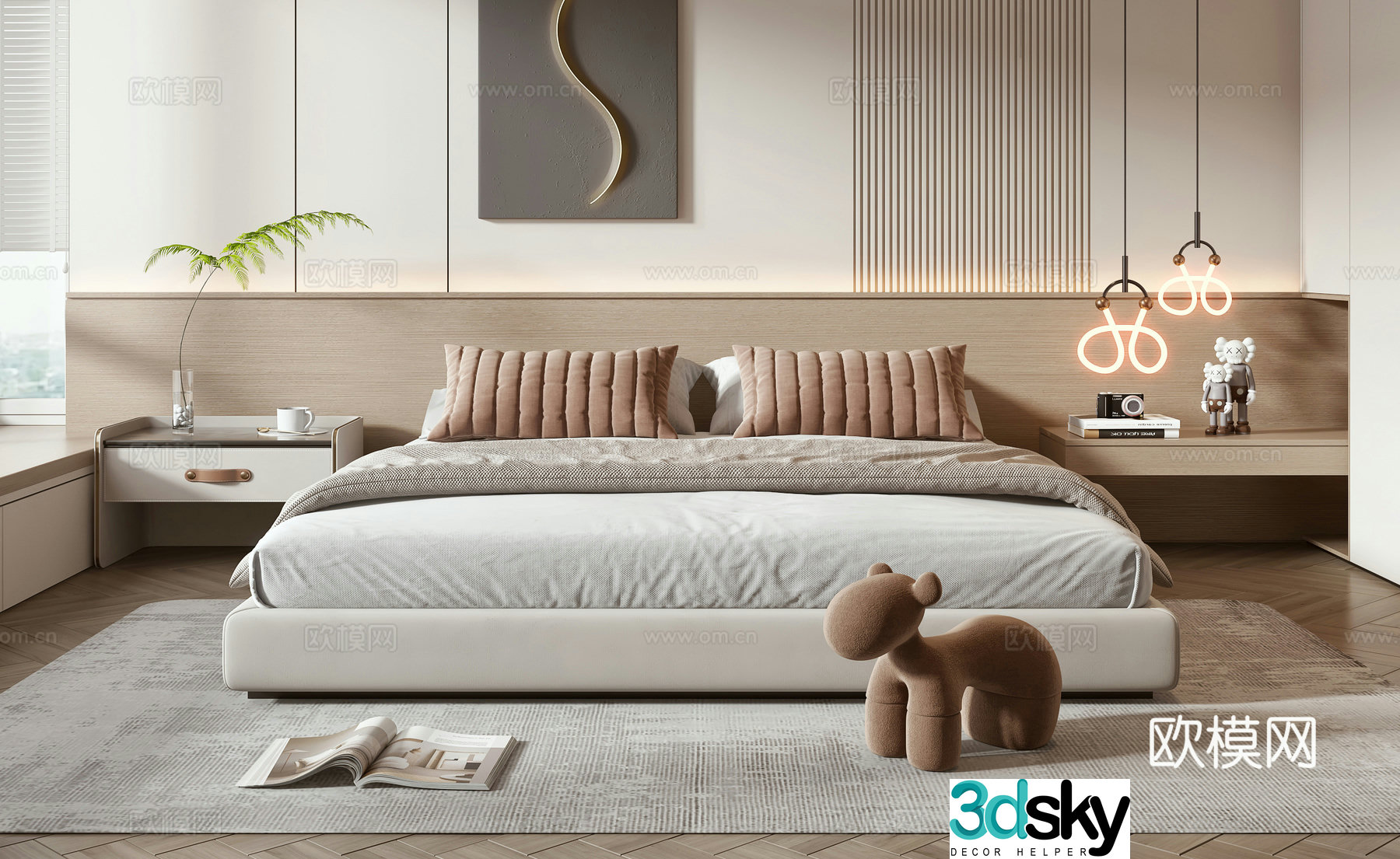 Minotti modern double bed 3d model