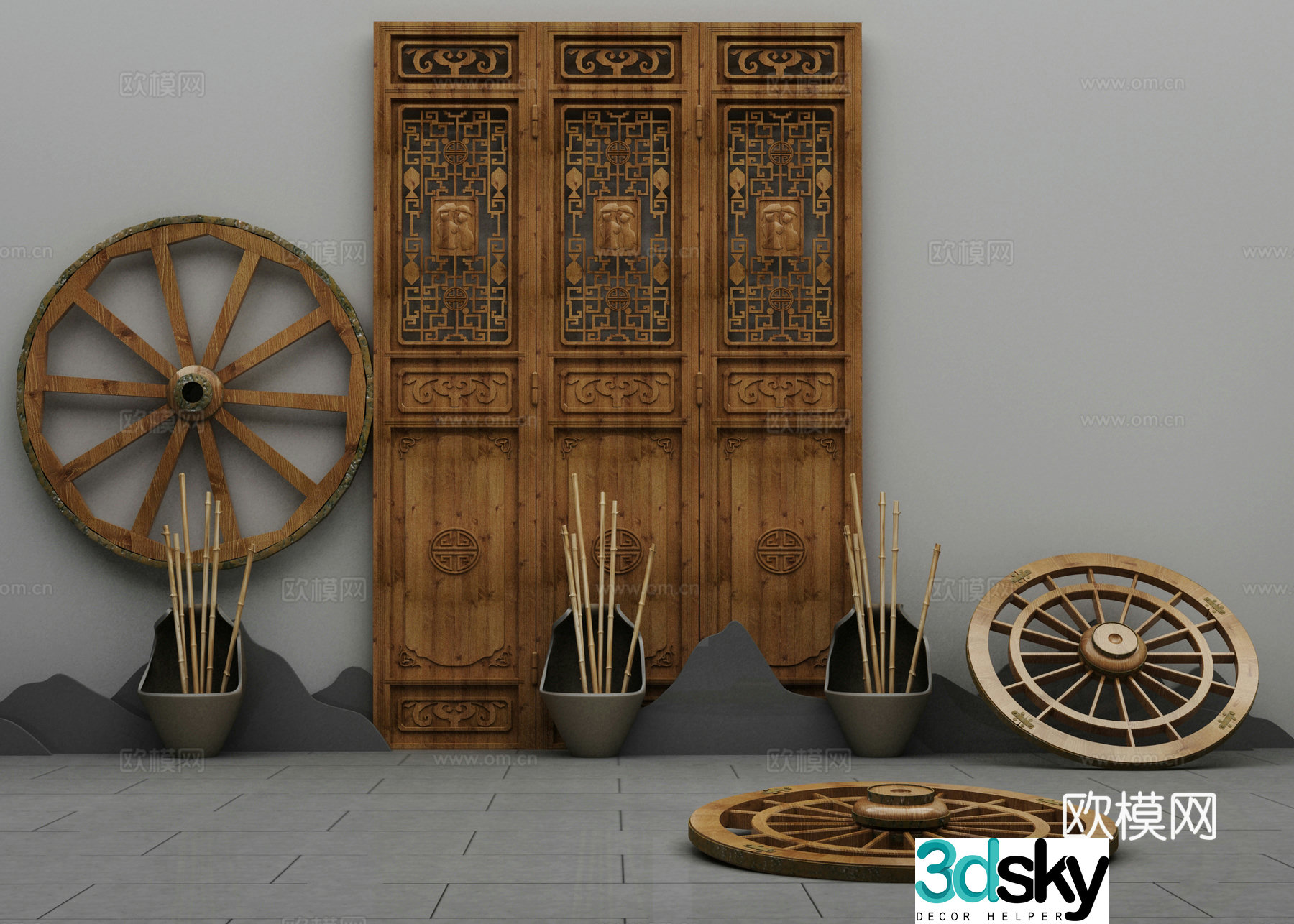 Wheel six-door combination 3D model