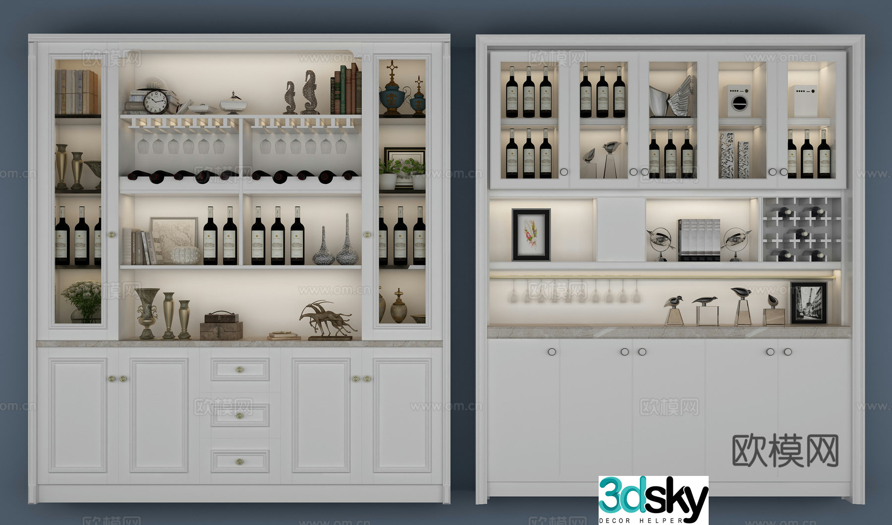 Modern wine cabinet combination 3D model