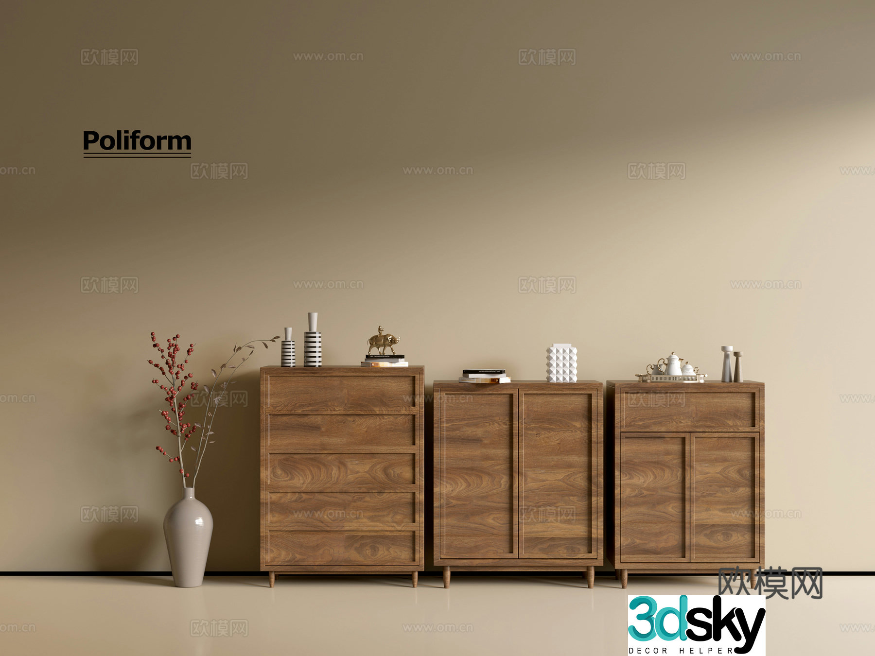 Modern wood grain cabinet ins wind minimalist wind cabinet whole cabinet sideboard balcony cabinet storage 3D model