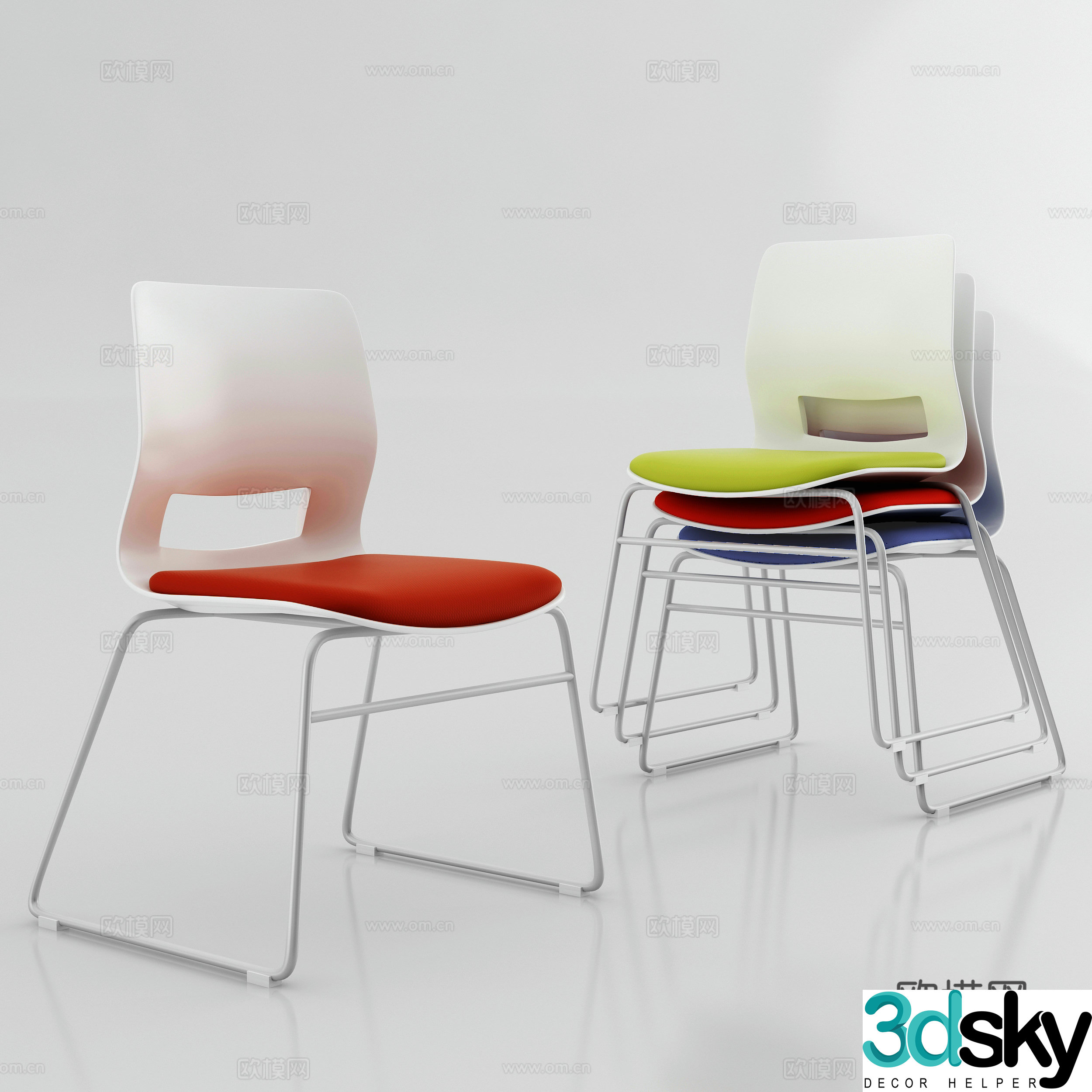 Modern leisure chair conference chair training chair 3d model