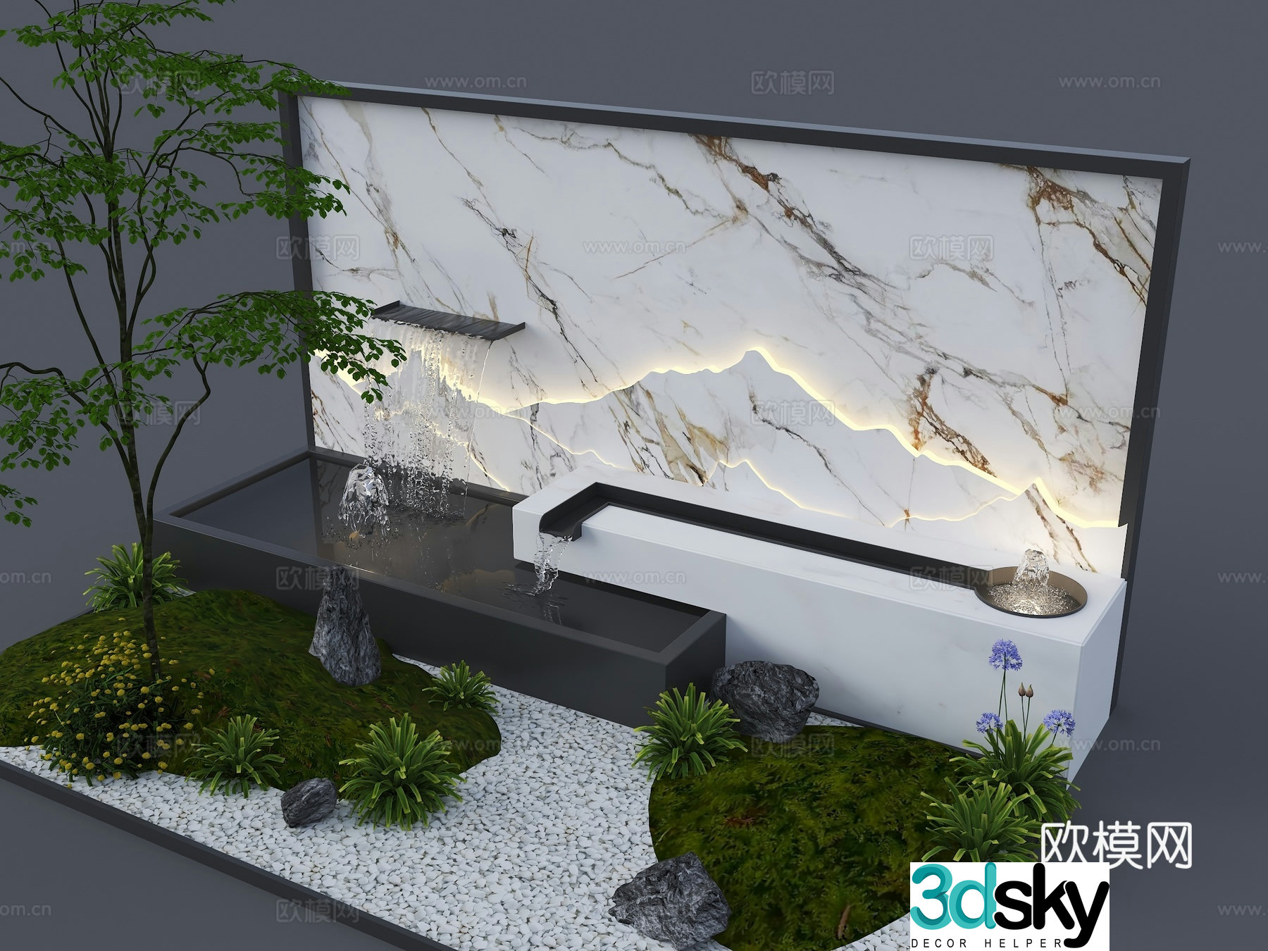 Garden waterscape landscape wall waterscape wall flowing waterscape wall courtyard view wall new Chinese style courtyard water 3D model