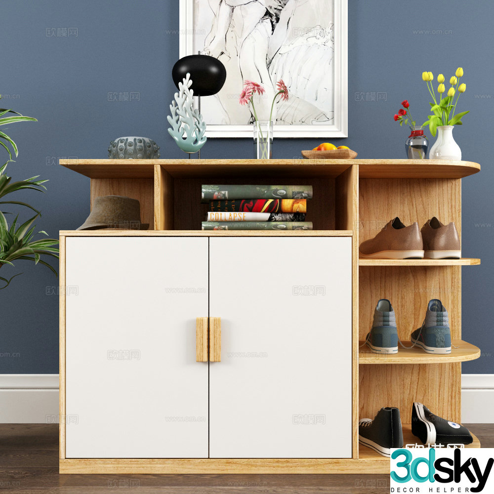 Modern shoe cabinet accessories 3d model