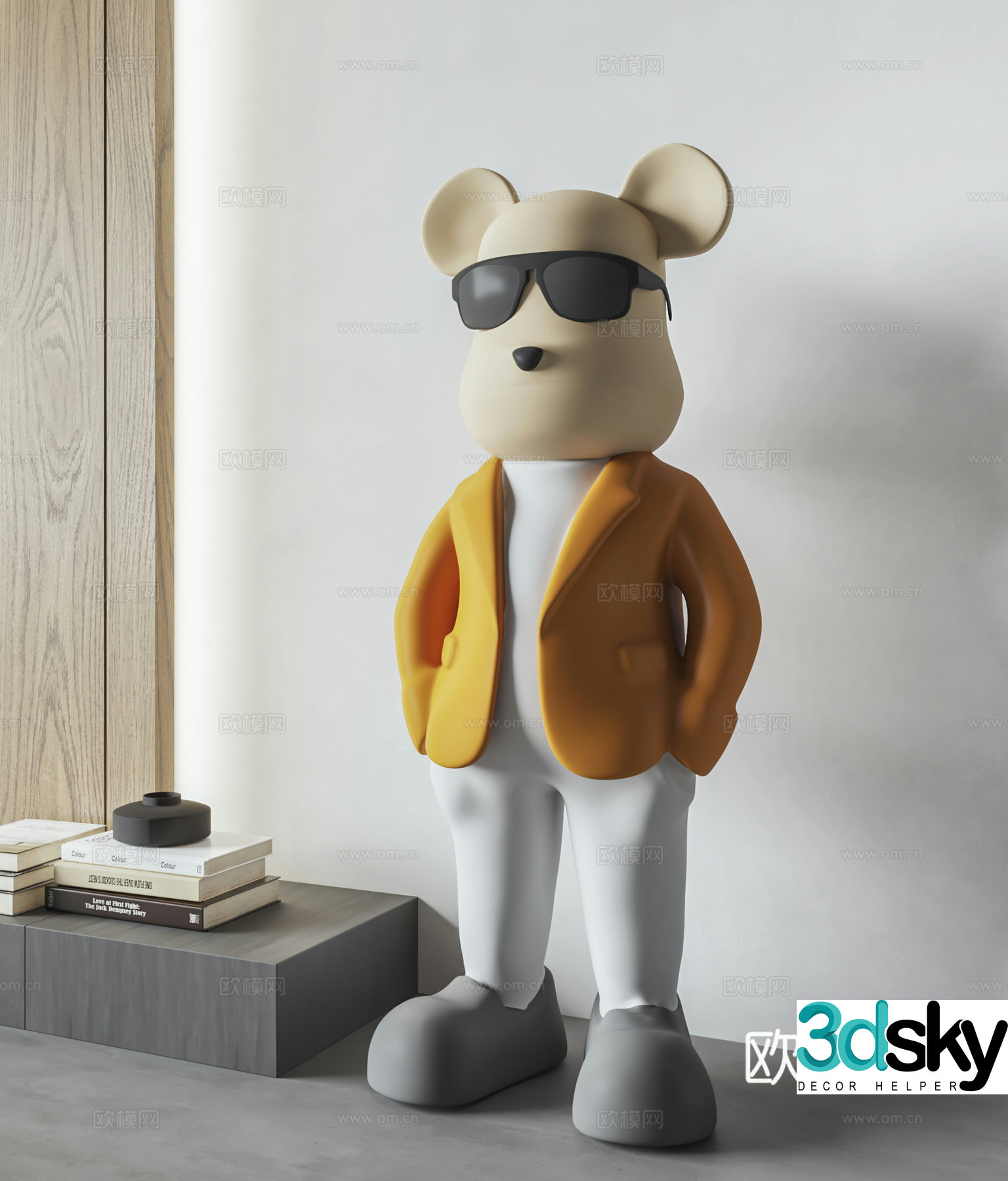 Modern suit bear sculpture 3d model