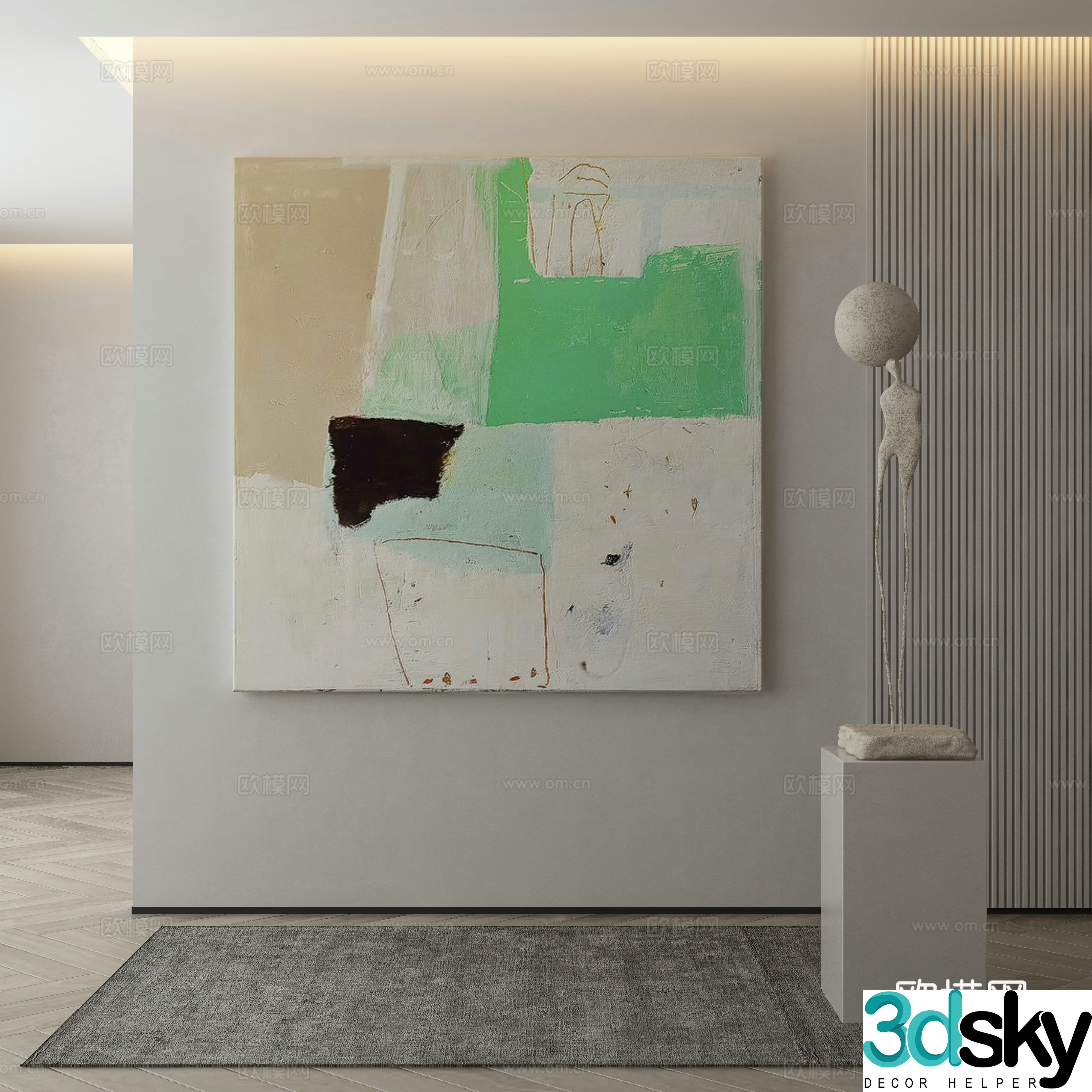 Modern Wasabi Hanging Painting Oil Painting 3D Model