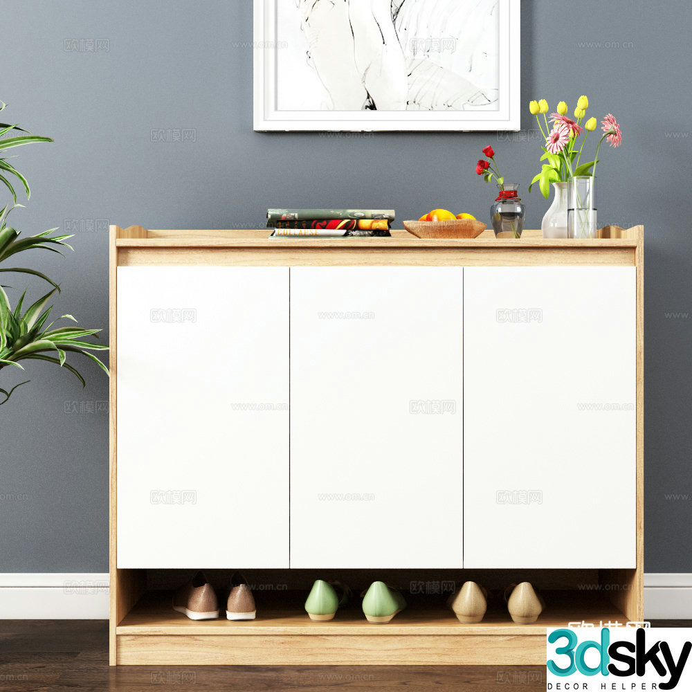 Modern shoe cabinet shoes accessories 3d model
