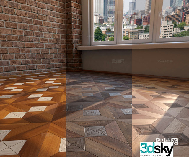 Floor medieval style parquet floor 3d model