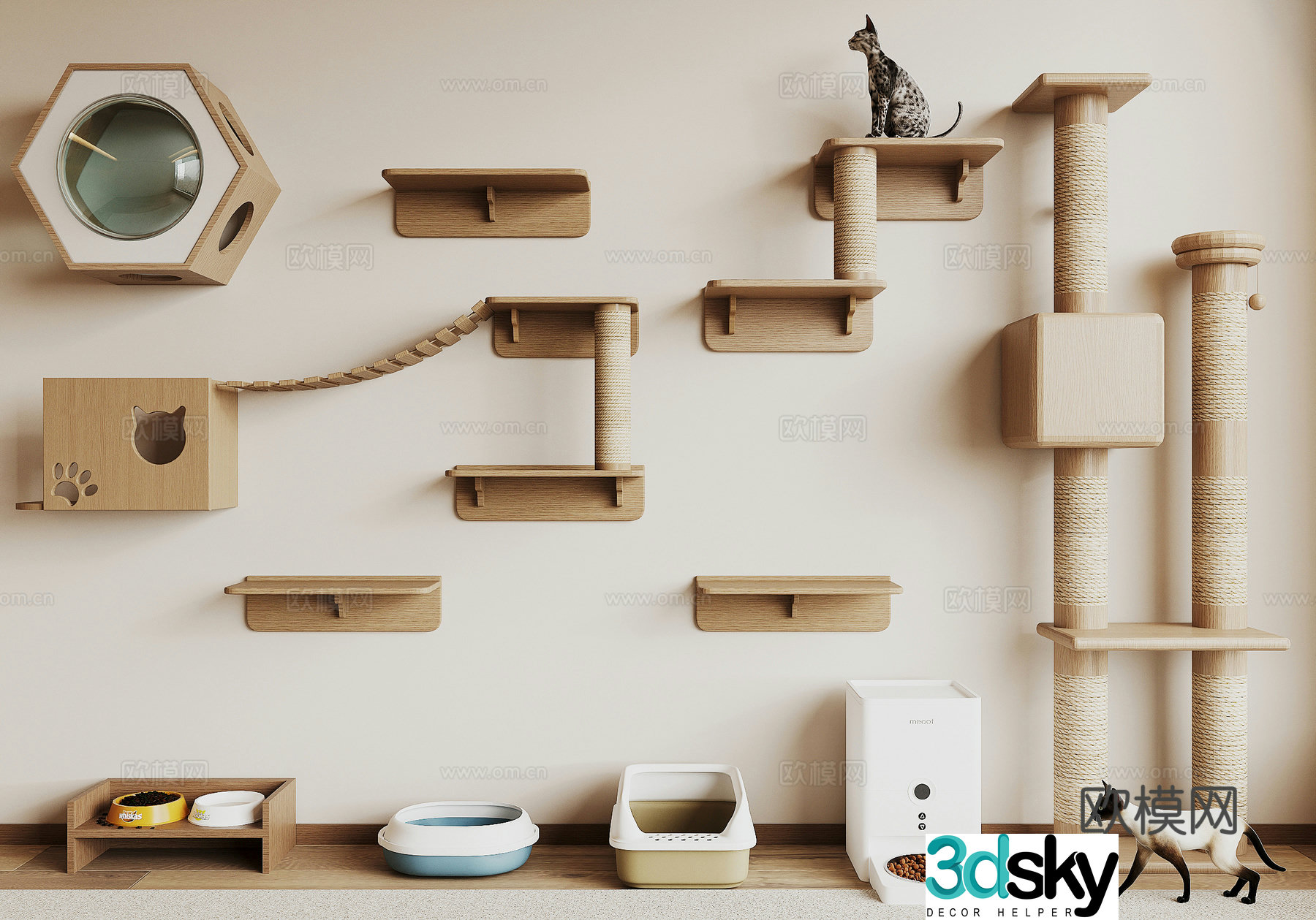 Modern cat crawling frame 3d model