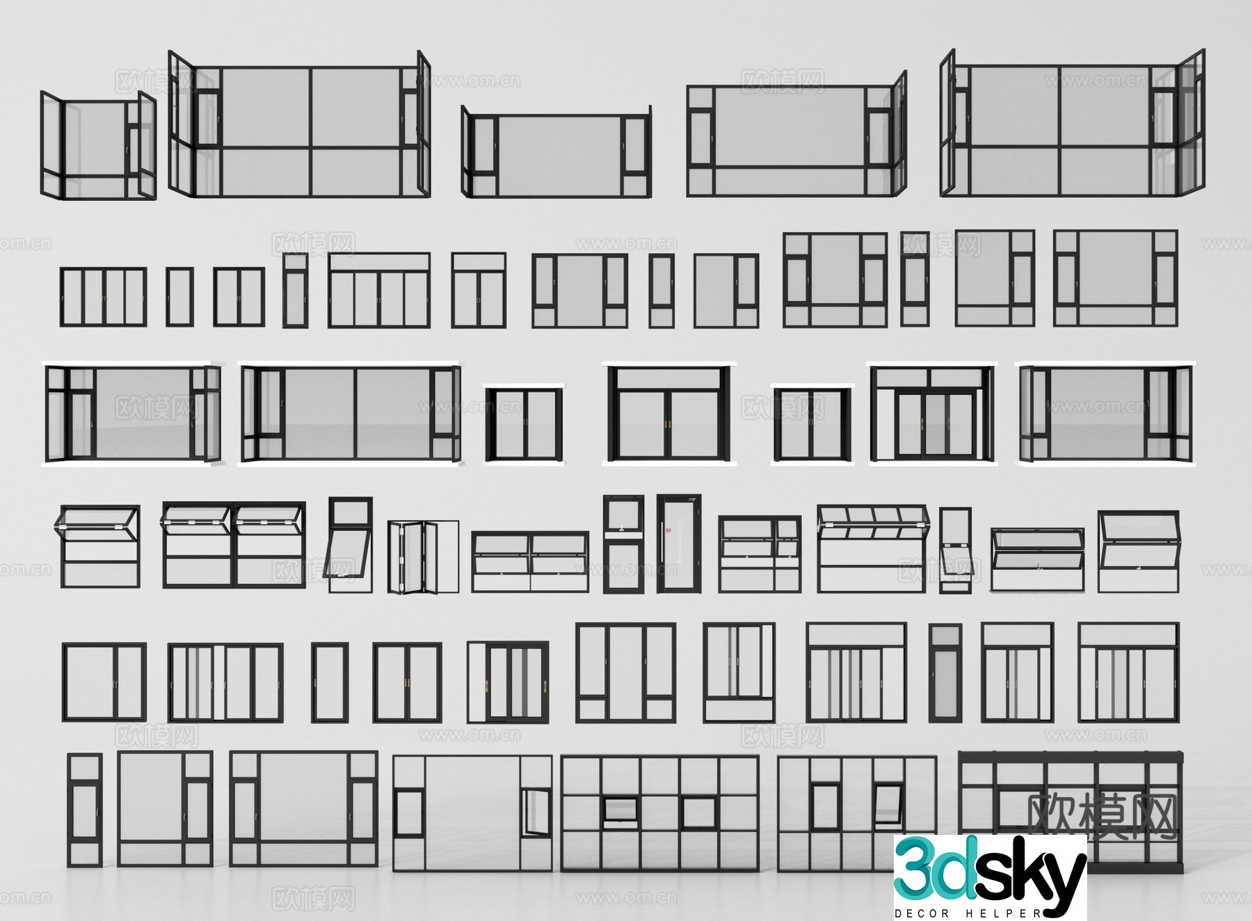 Modern casement windows bay windows floor-to-ceiling windows balcony windows folding windows sliding windows 3D model