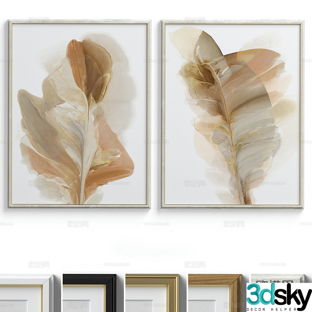 Modern light luxury decoration hanging painting 3d model