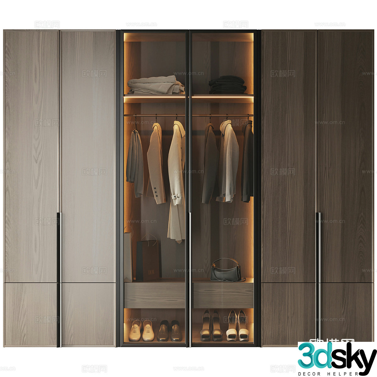Modern Italian minimalist wardrobe 3d model