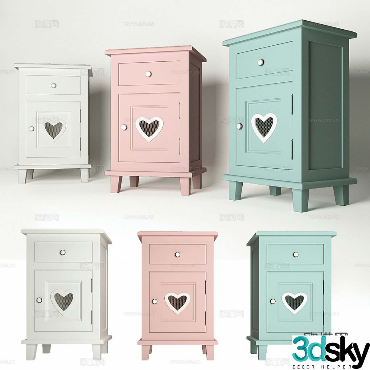 Modern Nordic Cream Style Adelina Children’s Bedside Table 3D Model