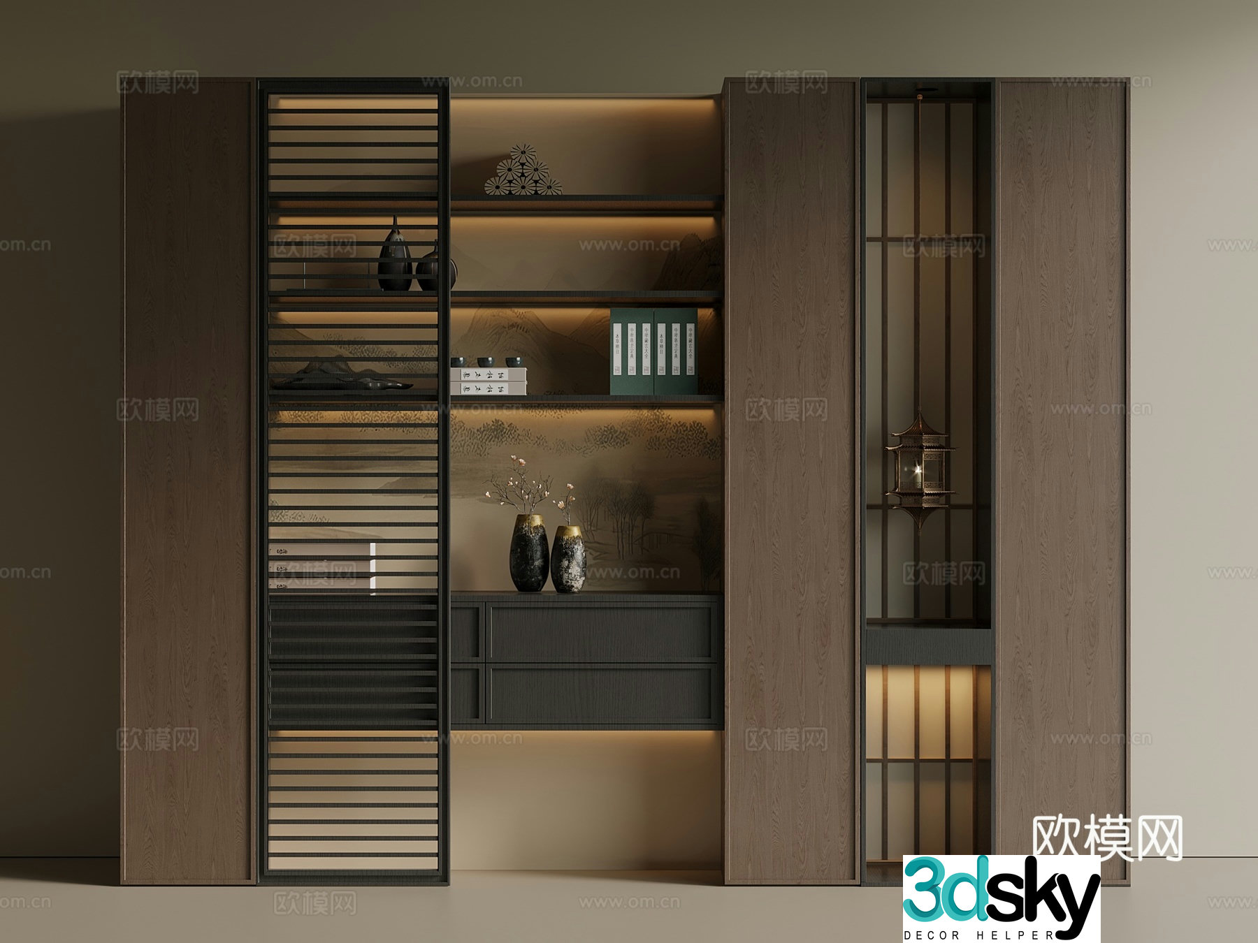 Middle style Italian bookcase Song style bookcase 3D model