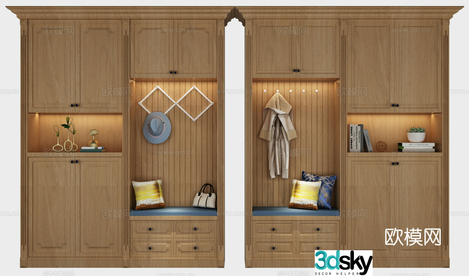American simple shoe cabinet combination 3D model
