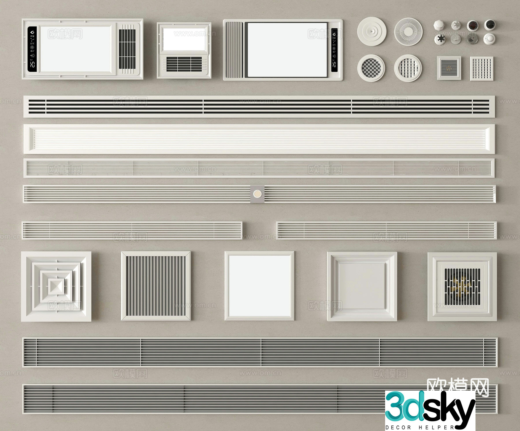 Air conditioning air outlet Central air conditioning Bath heater Exhaust air outlet 3D model