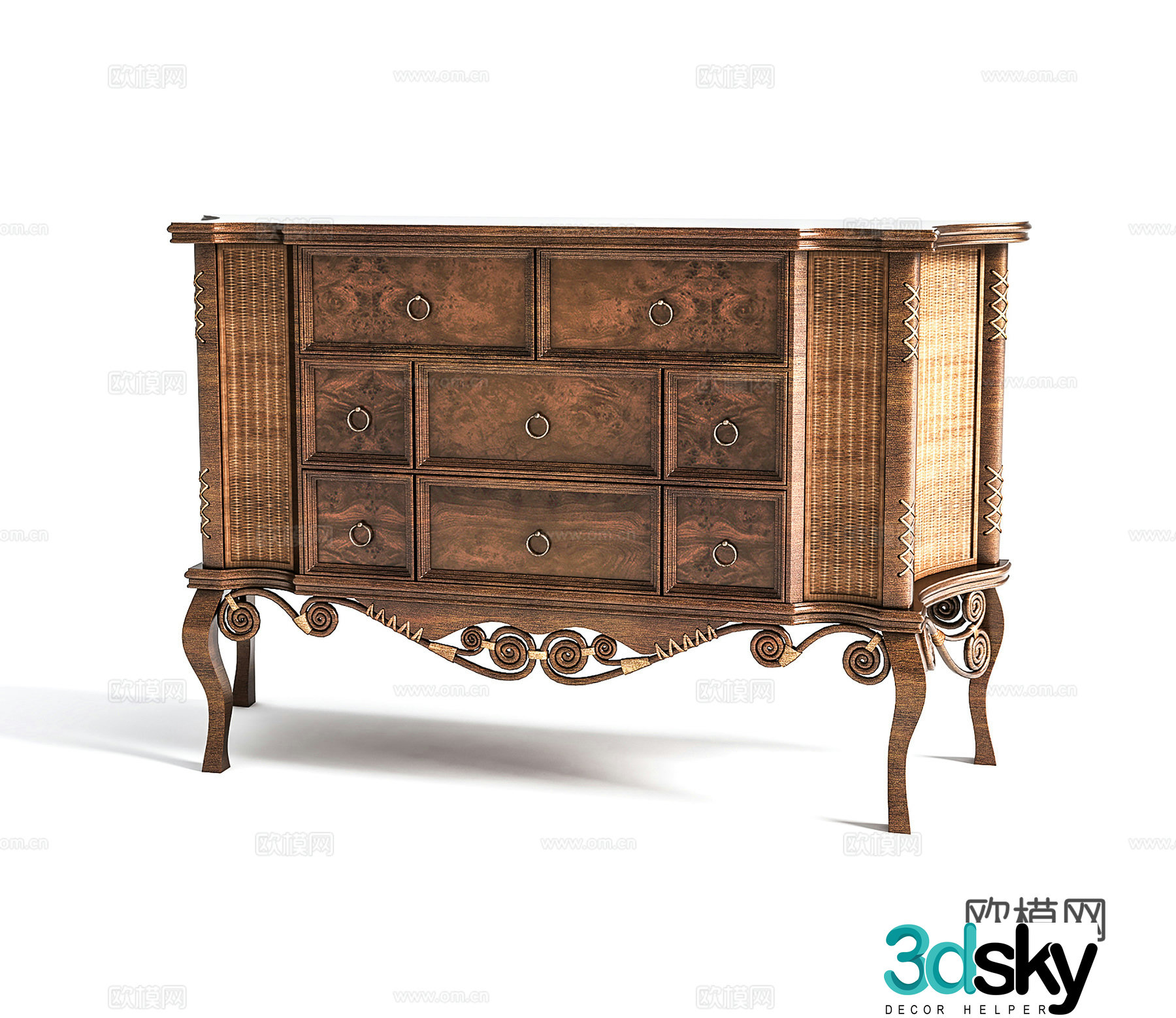 Modern wooden decorative cabinet 3d model