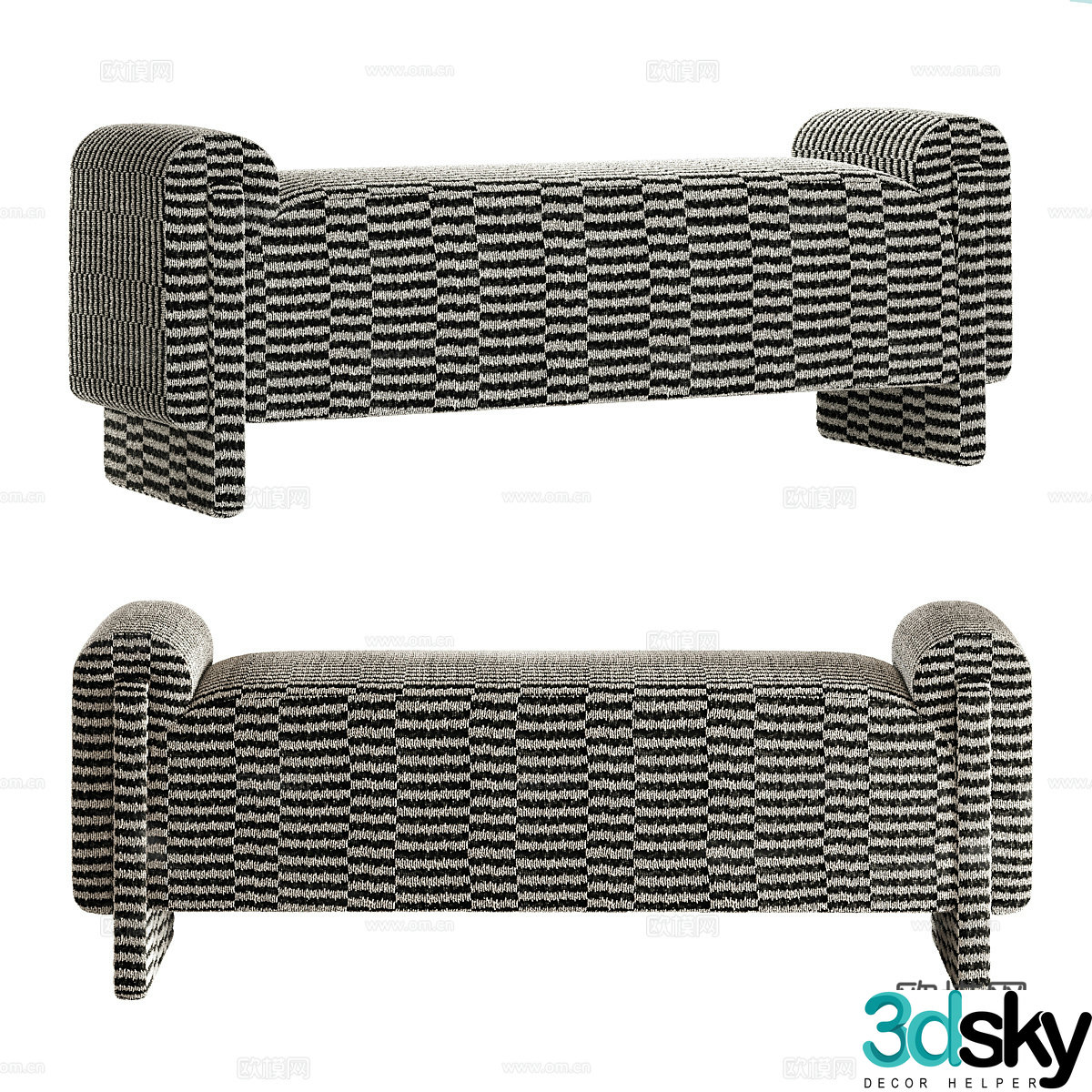 Modern Italian Winnipeg Fabric Bench Bedding Stool 3D Model