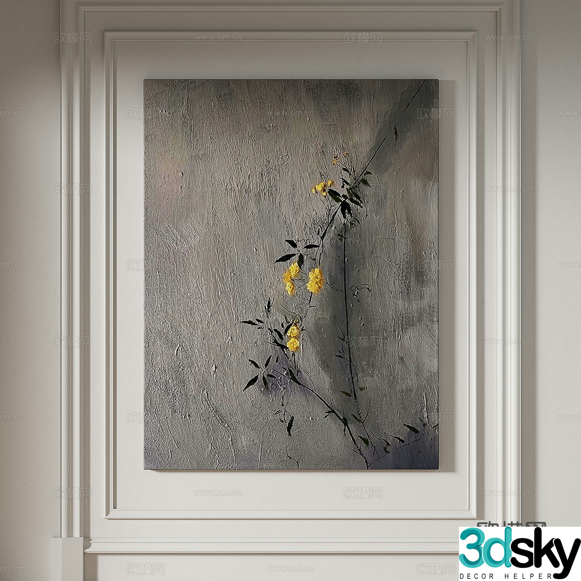 Modern simple texture abstract light luxury wasabi three-dimensional decorative painting 3d model