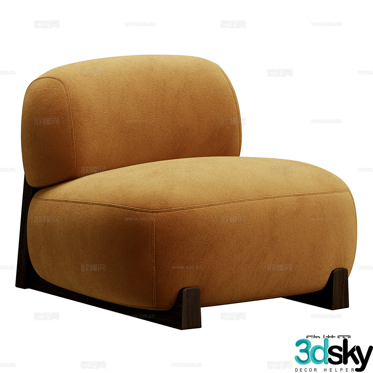 Modern Italian Fort fabric wooden sofa chair 3d model