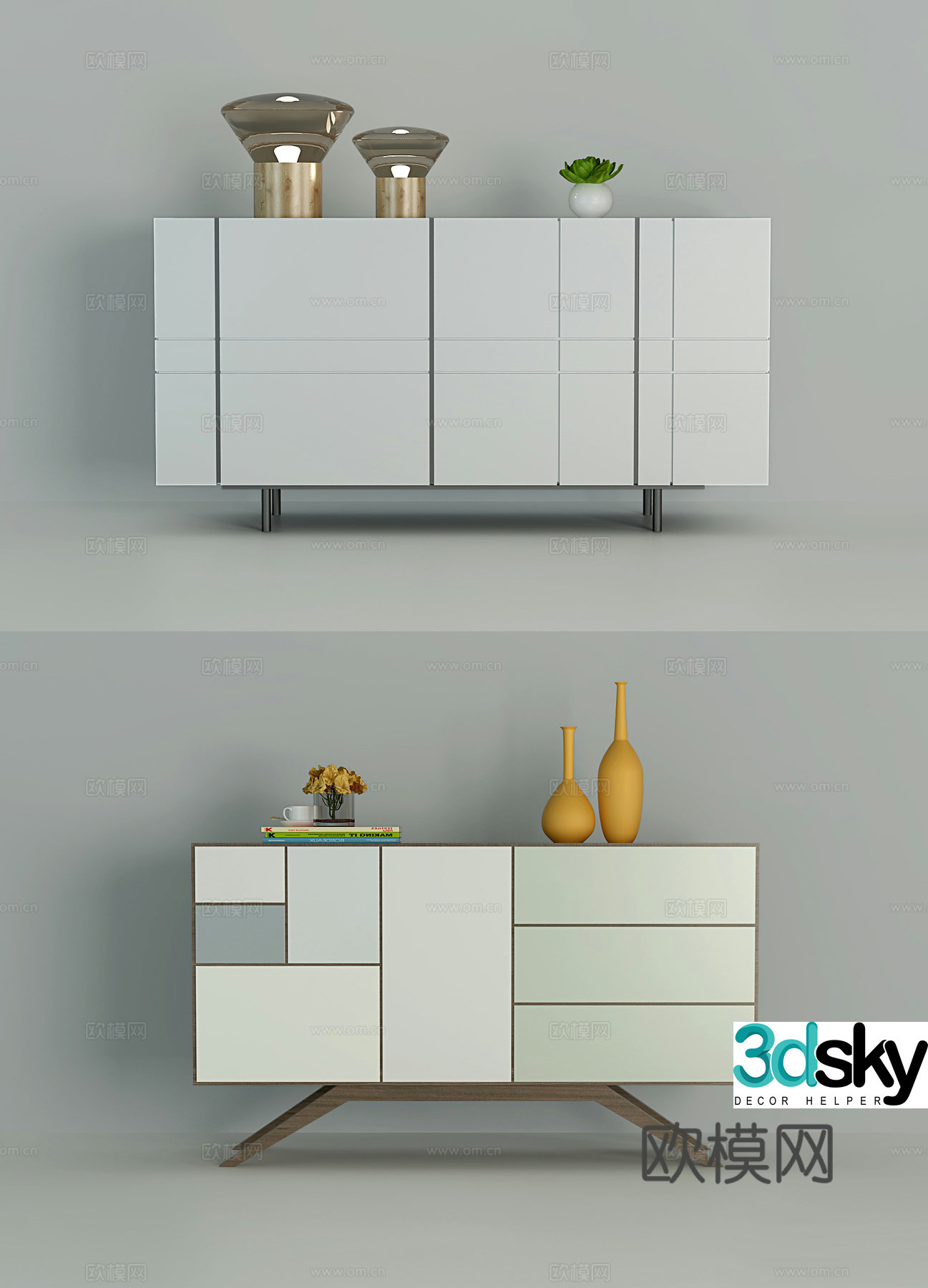 Modern decorative cabinet combination 3D model