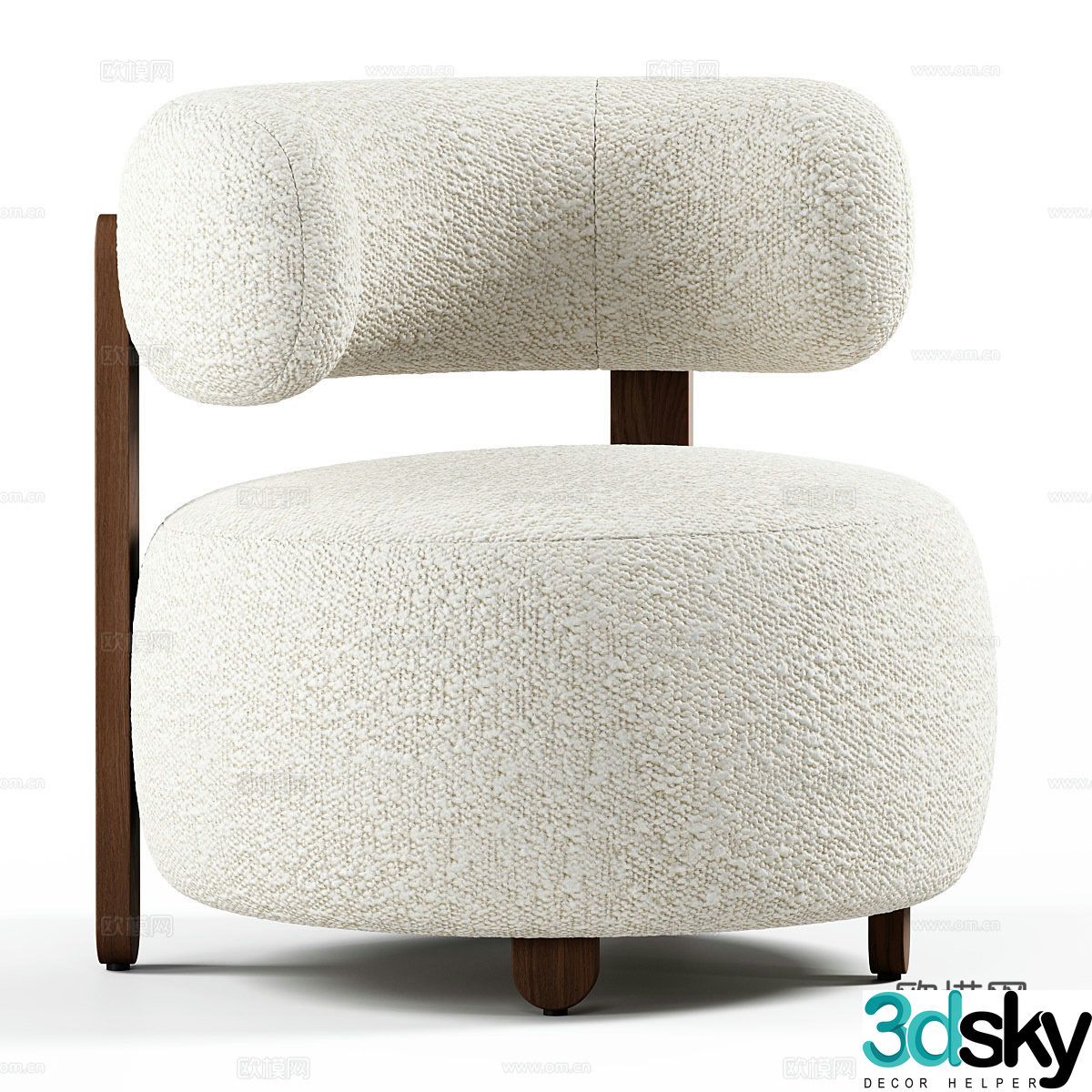 Modern Cream Gaston Fabric Armchair 3D Model