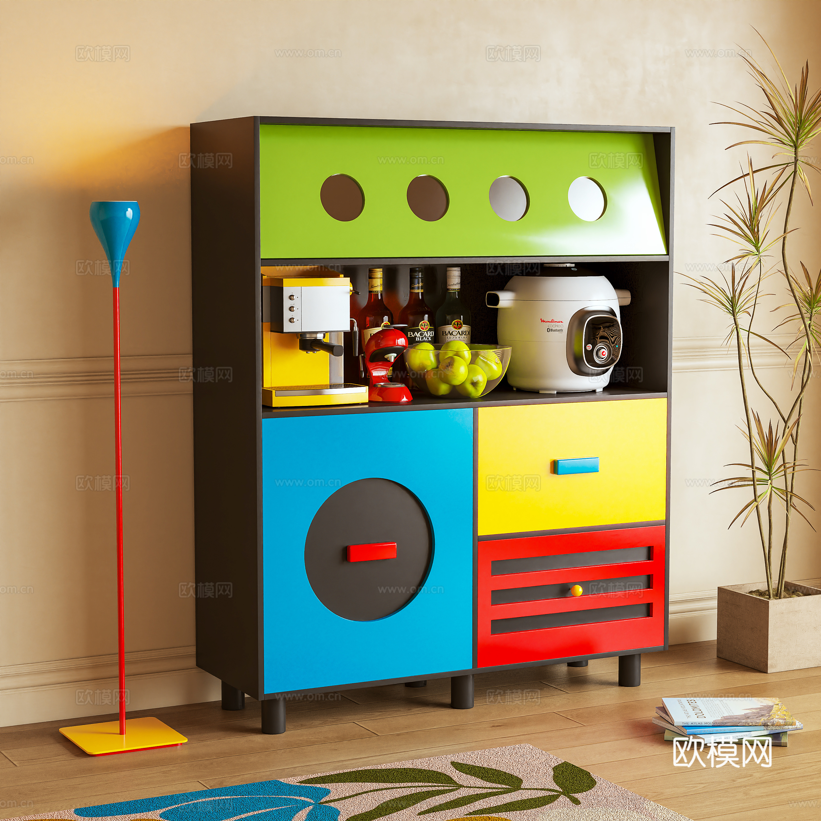 Sideboard Tea Cabinet Storage Cabinet Memphis Dopamine 3D Model