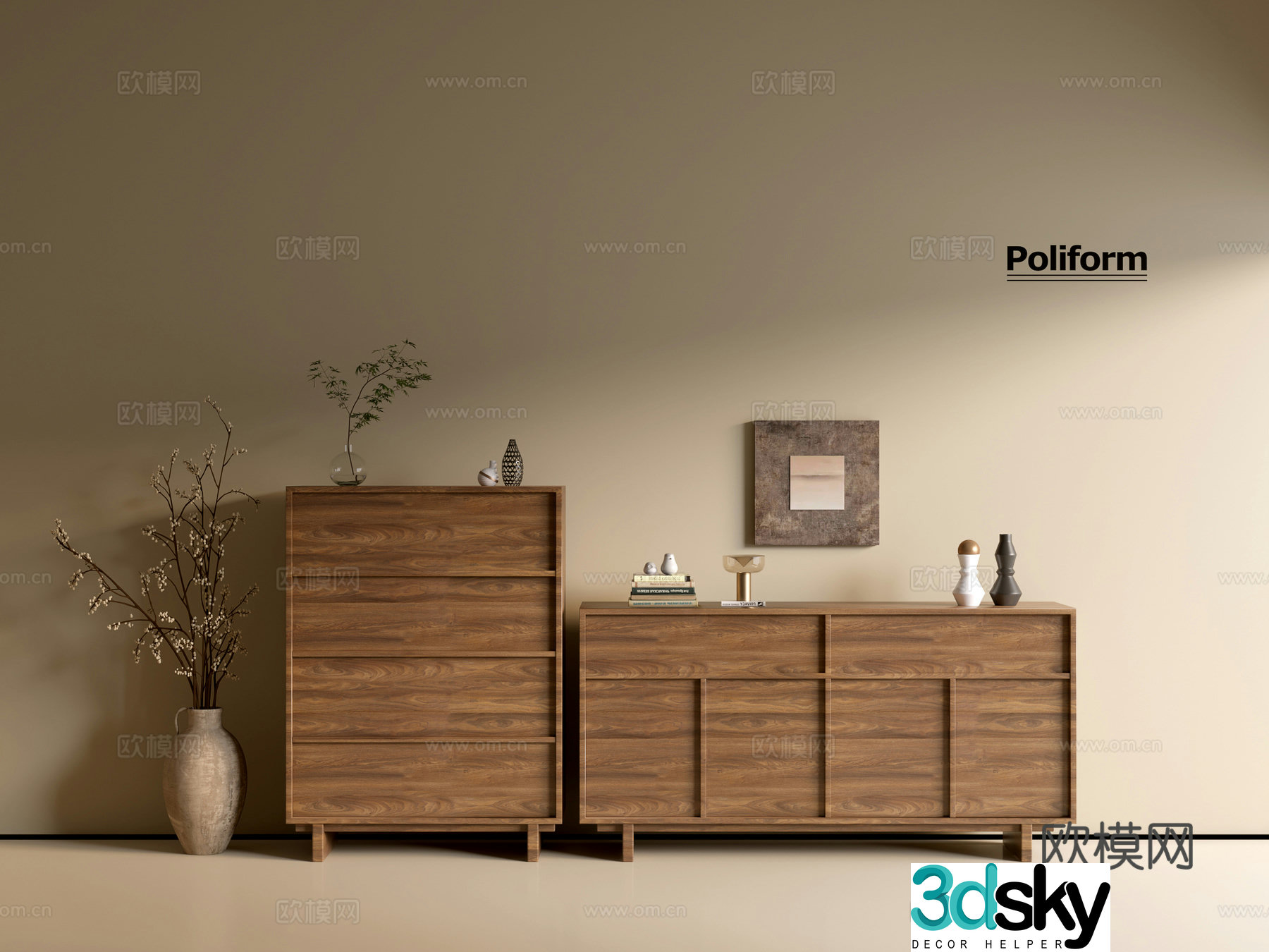 Modern wood grain cabinet ins wind minimalist wind cabinet whole cabinet sideboard balcony cabinet storage 3D model