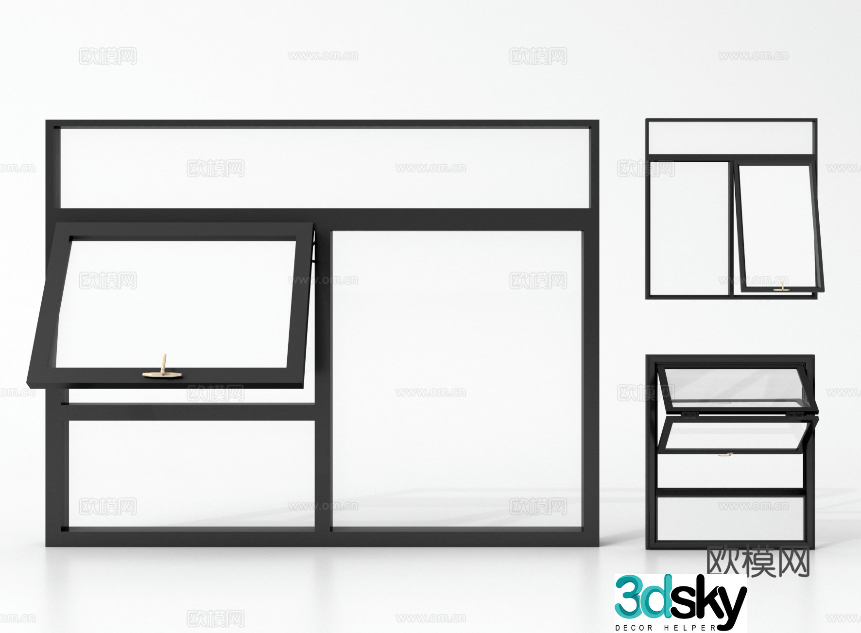 Modern folding window sliding window upper and lower folding window 3D model