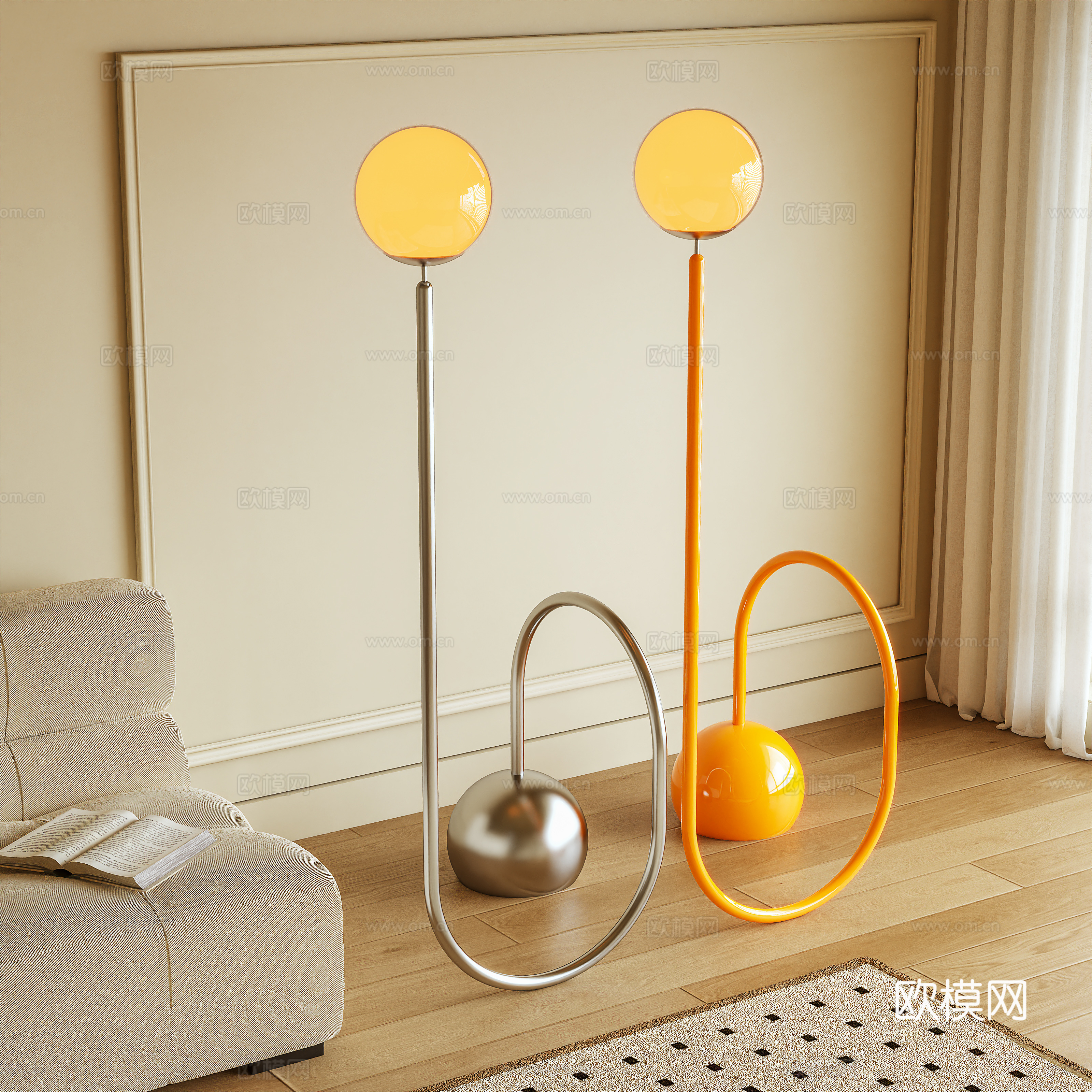Bauhaus floor lamp decorative lamp 3d model
