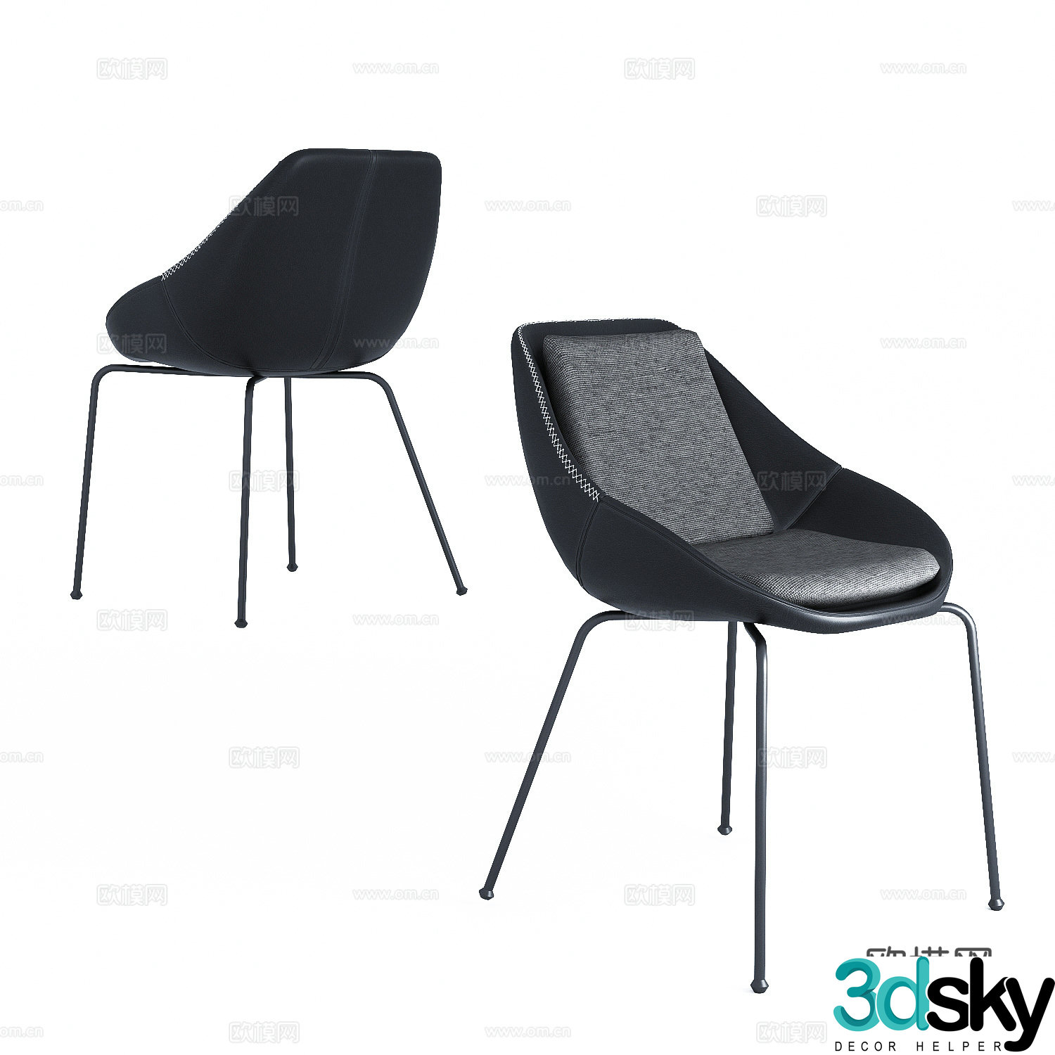 Modern Italian minimalist leather single chair 3d model