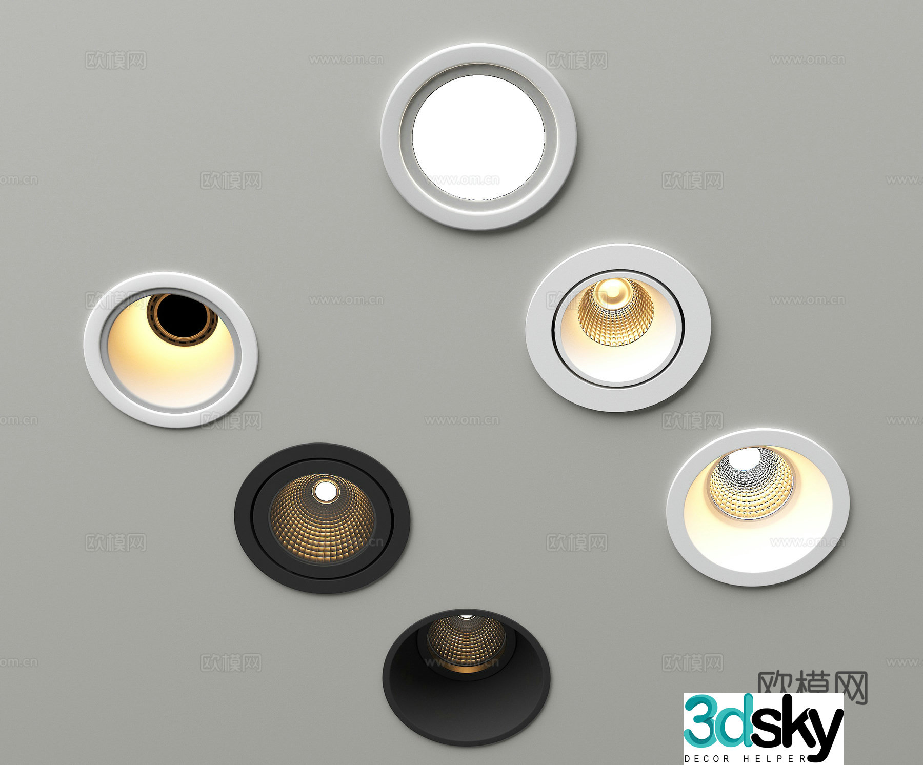 Modern downlight spotlight Recessed spotlight Niuke horn lamp 3d model