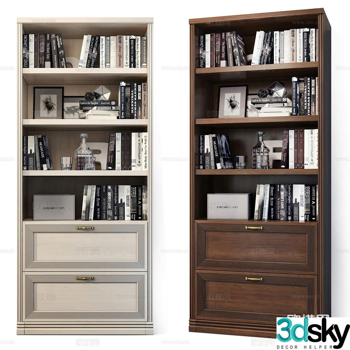 American simple bookcase 3D model