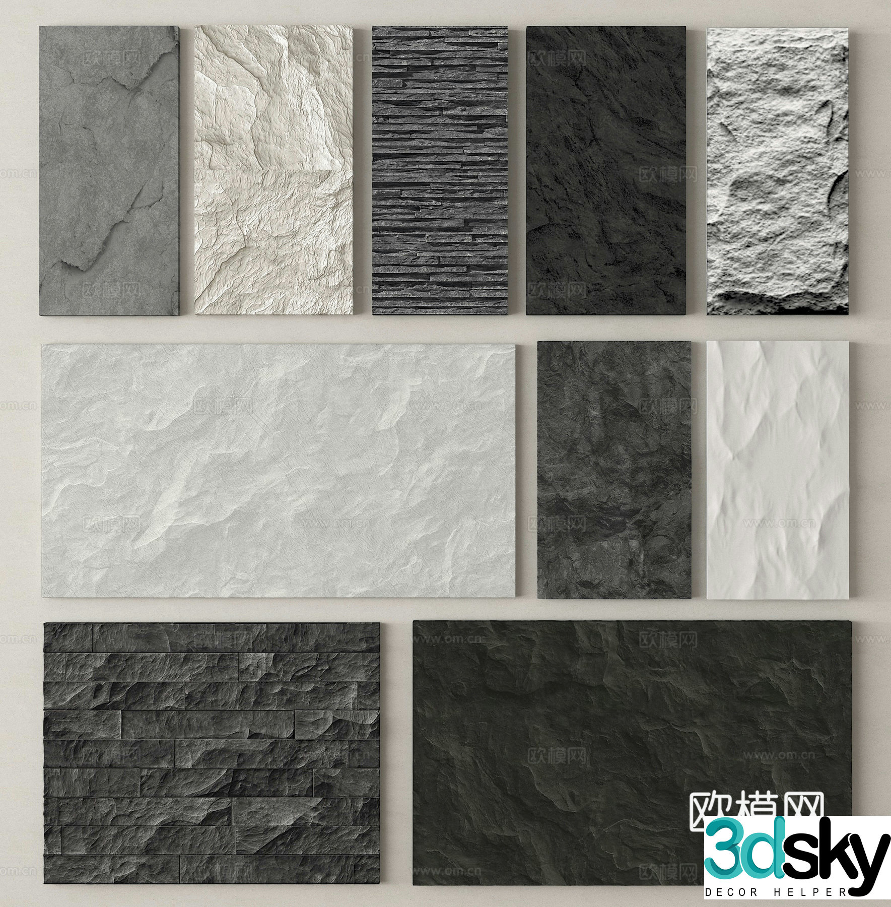 Stone marble stone wall panel terrazzo background wall 3d model
